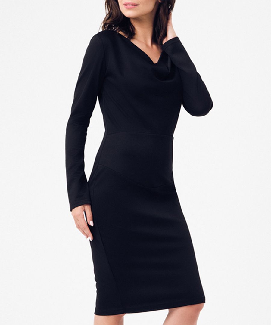 Black v-neck long sleeve dress