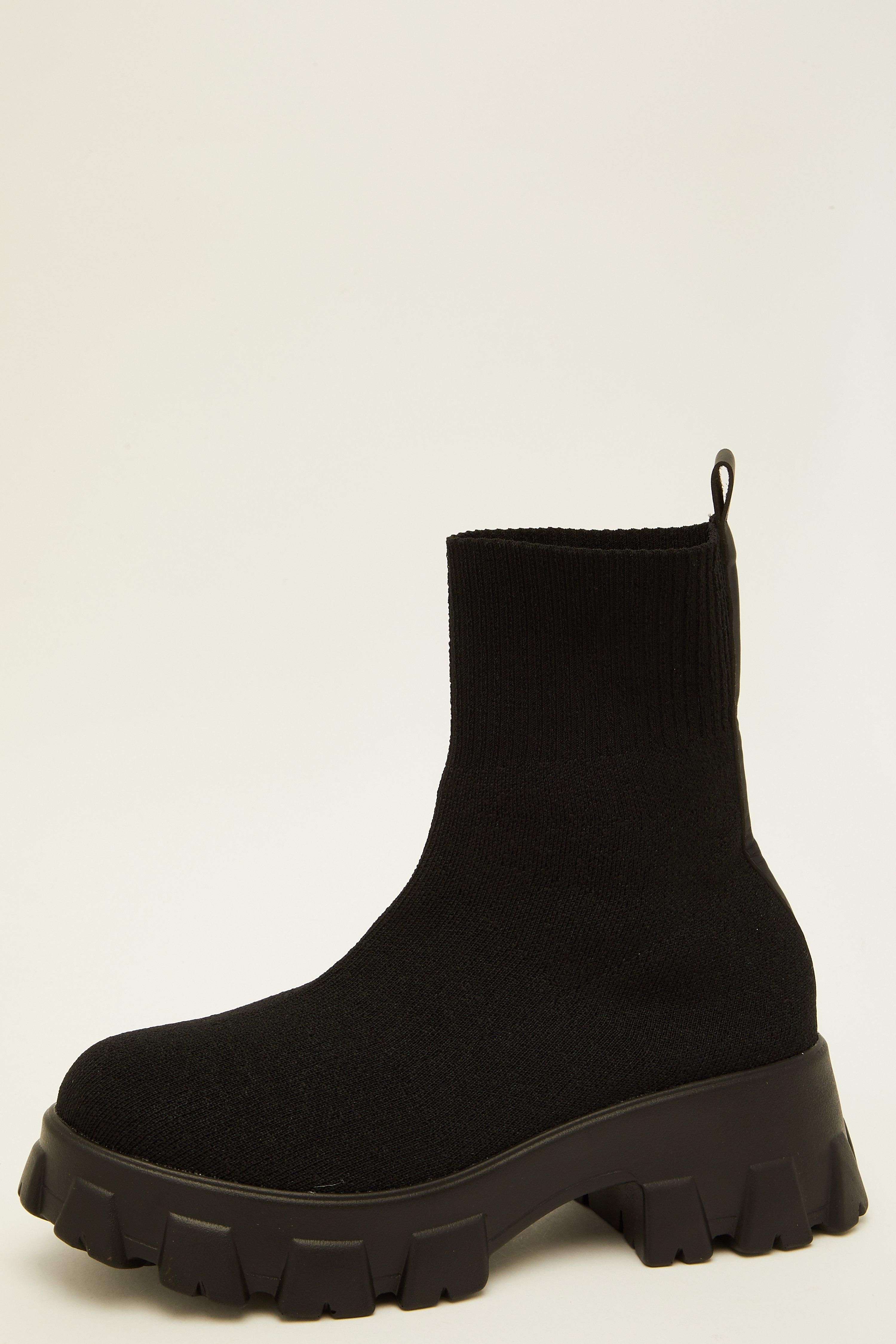Black Chunky Sock Boots