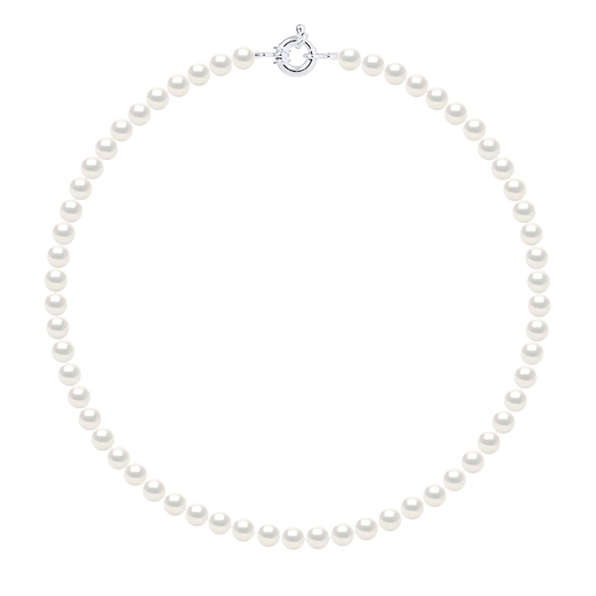 Necklace made with Cultured Freshwater Pearls 6-7 mm - 0,24 in - Natural White Color and Spring Ring 925 Sterling Silver Length 42 cm , 16,5 in - Our jewellery is made in France and will be delivered in a gift box accompanied by a Certificate of Authenticity and International Warranty