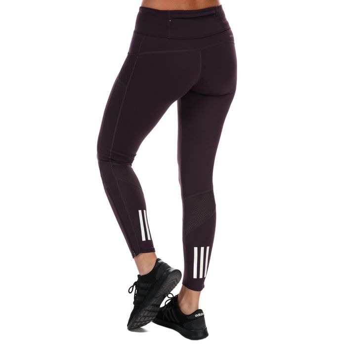 Womens adidas Own The Run Leggings in purple.- Drawcord-adjustable waist.- High rise.- Climacool ventilation.- Sweat-guard pocket.- Pre-shaped knees.- 360 reflectivity.- Medium-compression Sprintweb.- Doubleknit.- Fitted fit.- 55% Polyester ( Recycled)   28% Polyester  17% Elastane. Machine washable.- Ref: GC6638