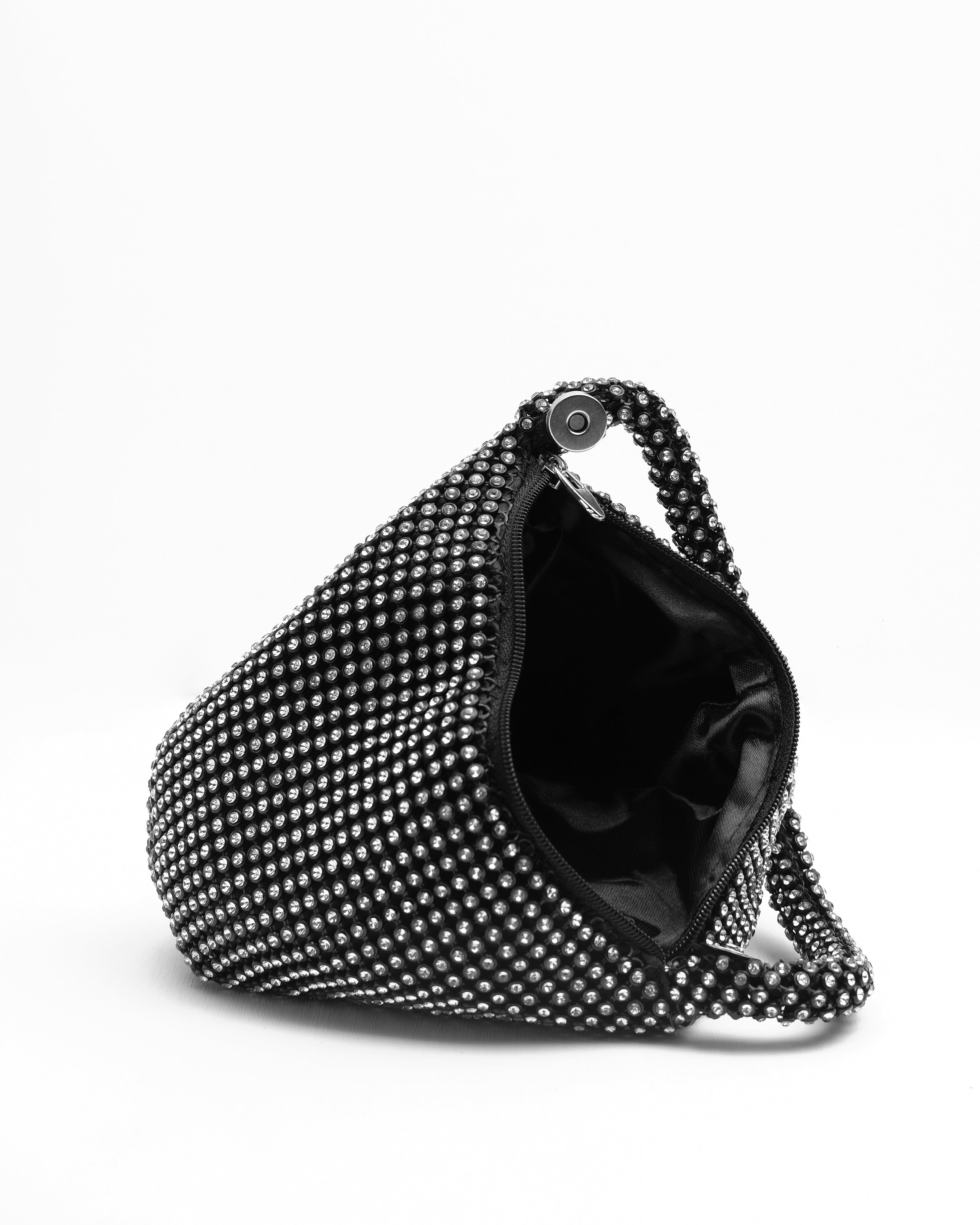 Where's That From Womens Diamante Mini Chainmail Pouch Bag In Black