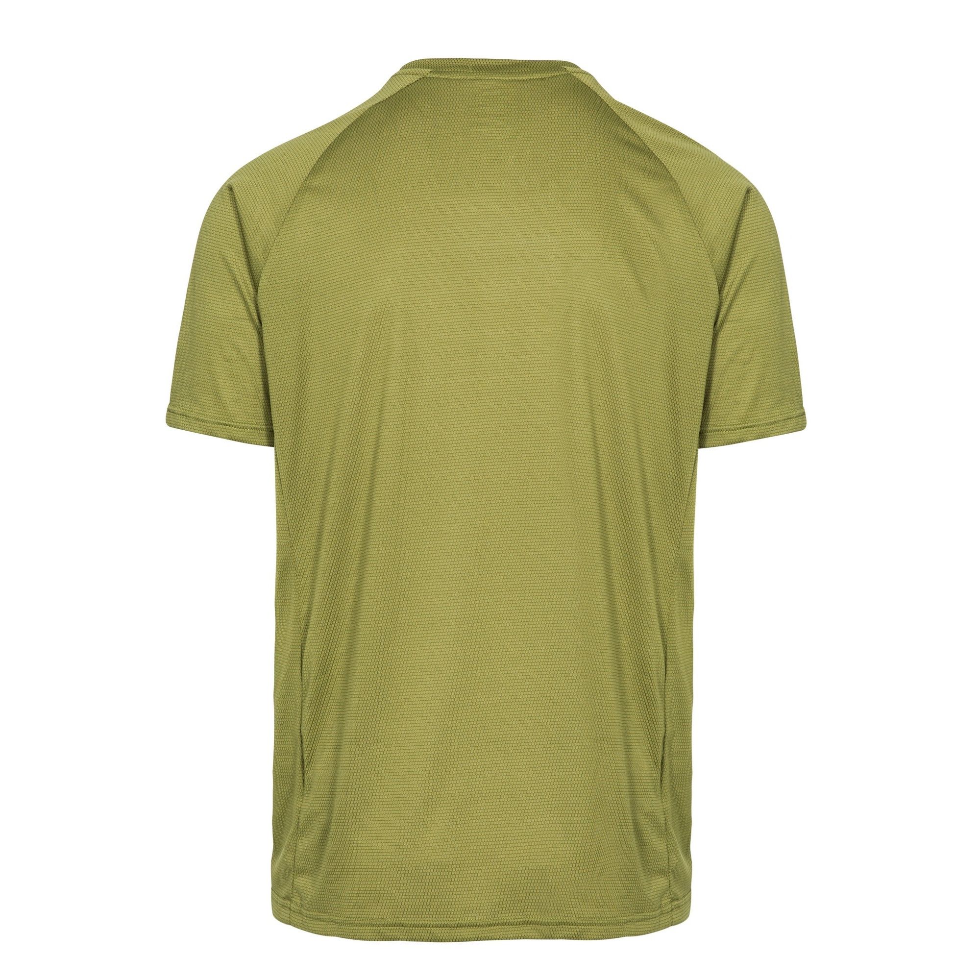 Coverstitch. Contrast binding at inner back neck. Quick dry. 75% Polyester, 25% Bamboo. 90gsm. Trespass Mens Chest Sizing (approx): S - 35-37in/89-94cm, M - 38-40in/96.5-101.5cm, L - 41-43in/104-109cm, XL - 44-46in/111.5-117cm, XXL - 46-48in/117-122cm, 3XL - 48-50in/122-127cm.