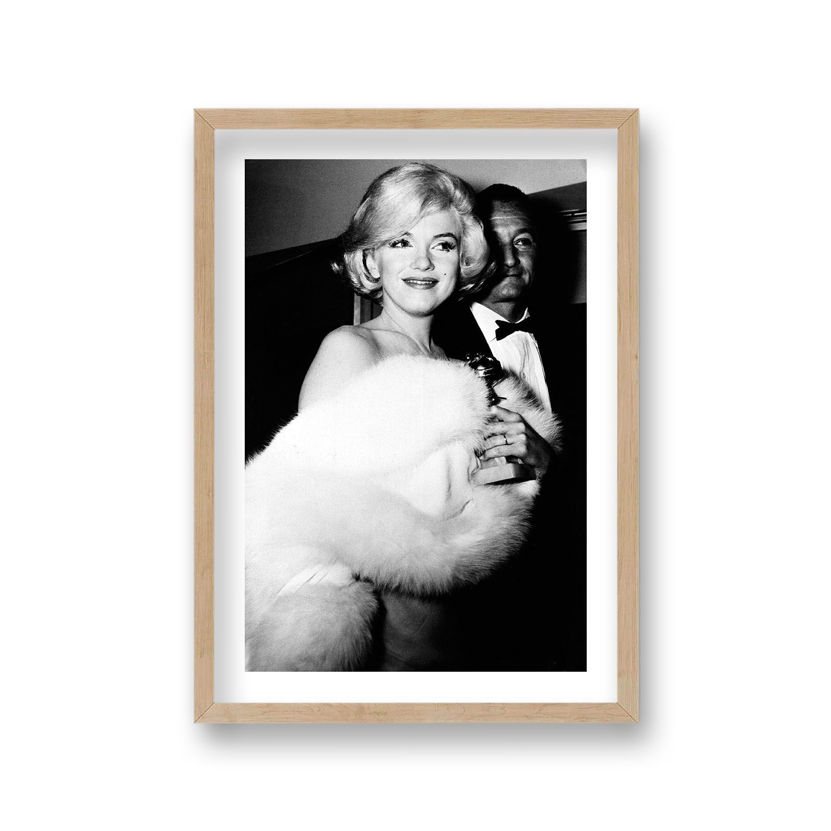 Marilyn Monroe Smiling Golden Globe Winner Wearing off the Shoulder Fur Wrap 1960 Vintage Icon Print