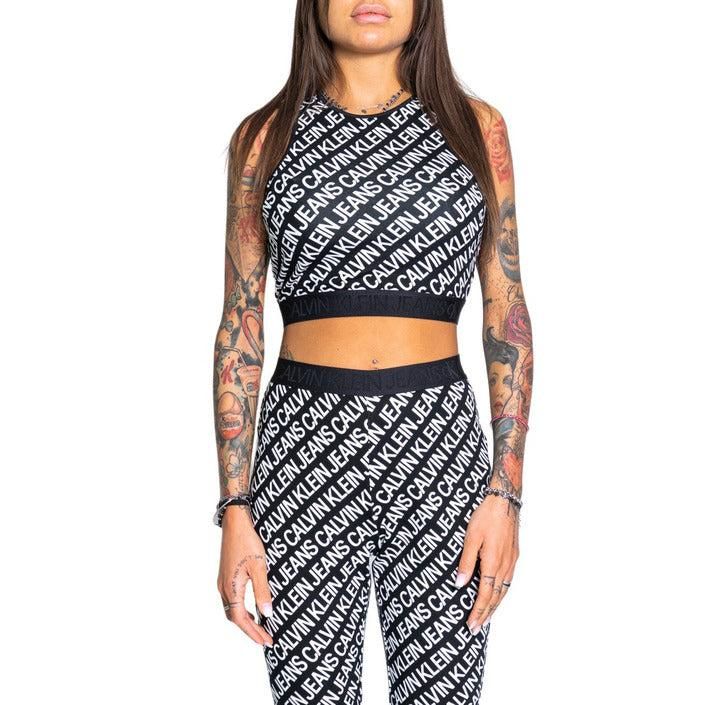 Brand: Calvin Klein Jeans
Gender: Women
Type: Tops
Season: Spring/Summer

PRODUCT DETAIL
• Color: black
• Pattern: print
• Sleeves: sleeveless 
• Neckline: round neck

COMPOSITION AND MATERIAL
• Composition: -2% elastane -13% polyester -85% viscose 
•  Washing: machine wash at 30°