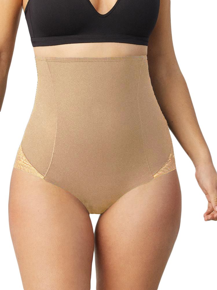This comfortable shaping brief by Ysabel Mora features delicated lace for a feminine look. These knickers feature double shaping fabric in the medium and lower parts of the stomach, for the desired flat look. Size Guide: M (12), L (14), XL (16), 2XL (18).