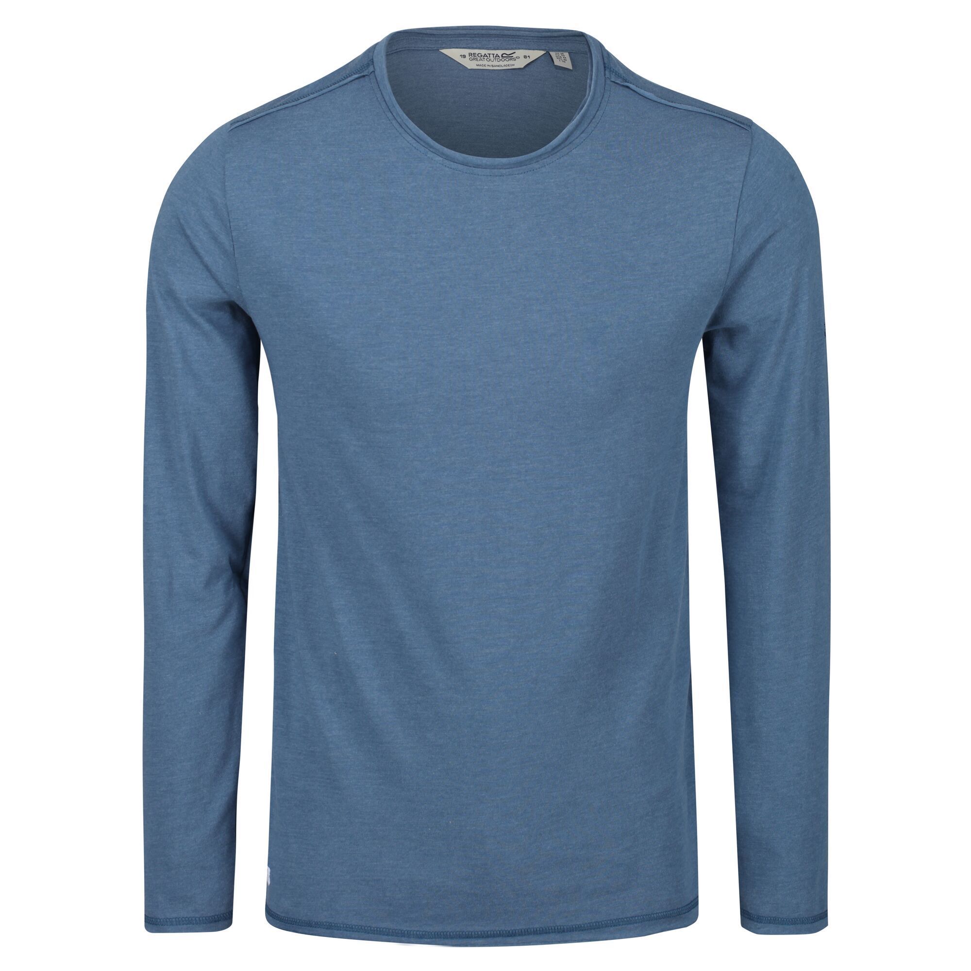 60% Cotton, 40% Polyester. Sustainably sourced, long-sleeved crew neck top made from lightweight organic cotton-blend material. Naturally breathable and light-to-wear.