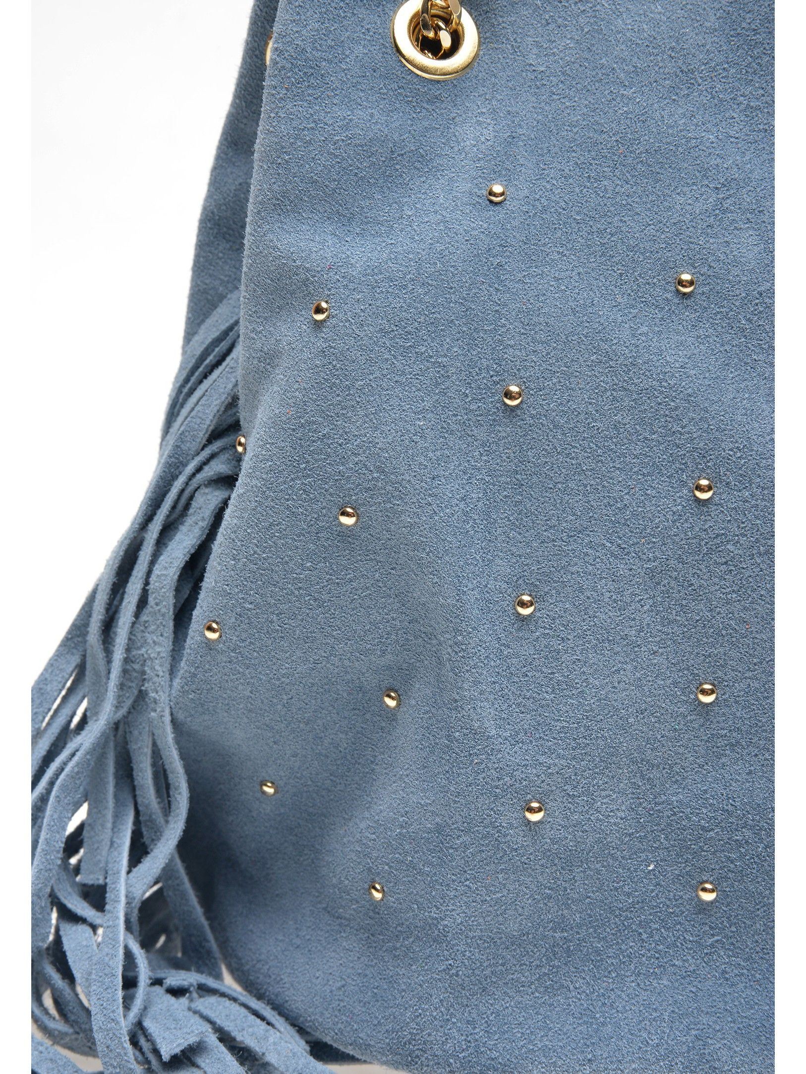 Shoulder bag
100% suede
Magnetic closure
Inner zip pocket
Chain handle
Stud decoration
Dimensions (L): 24x27x19 cm
Handle: /
Shoulder strap: 120 cm adjustable