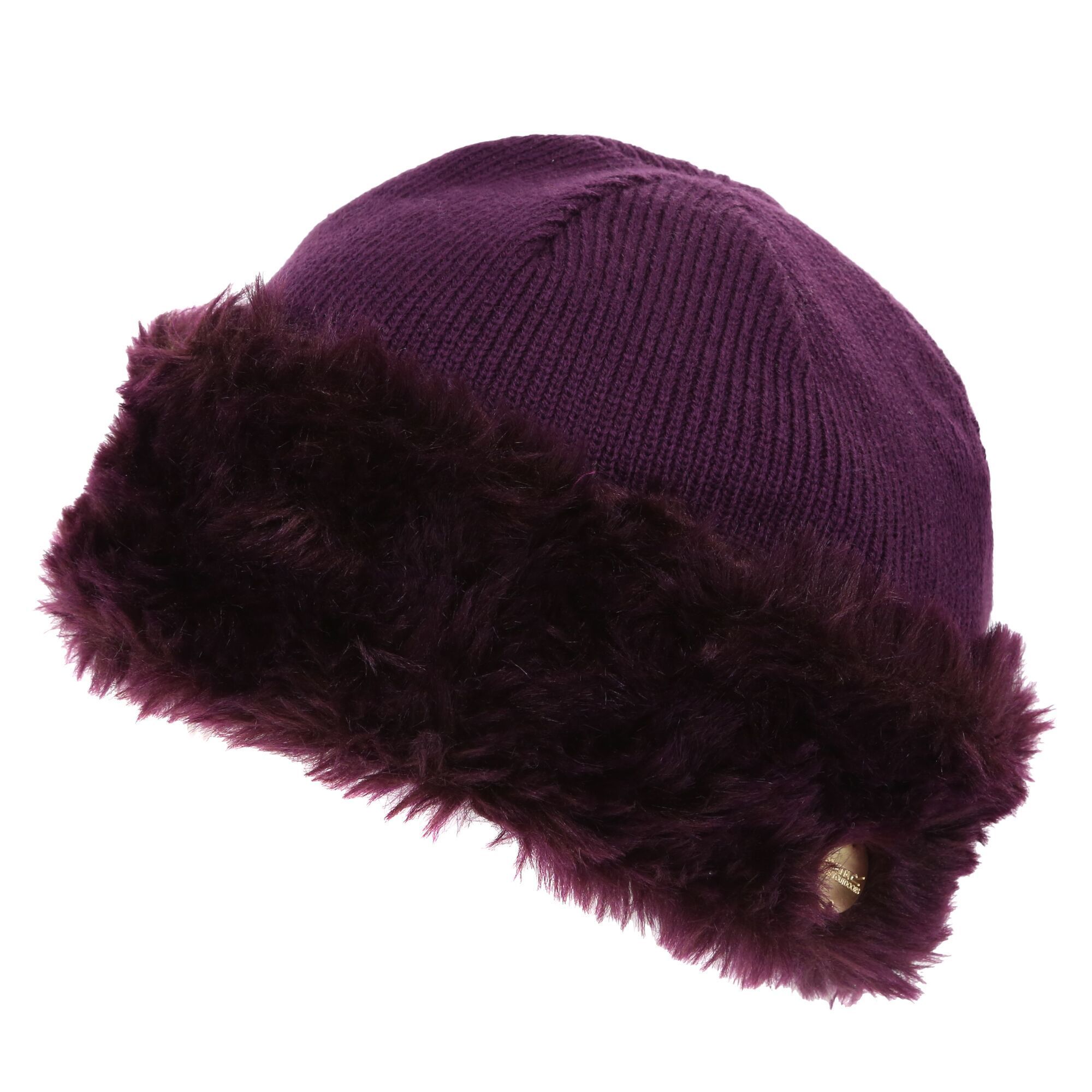 Womens winter beanie hat. 100% Cotton jersey knit. Faux fur trim.