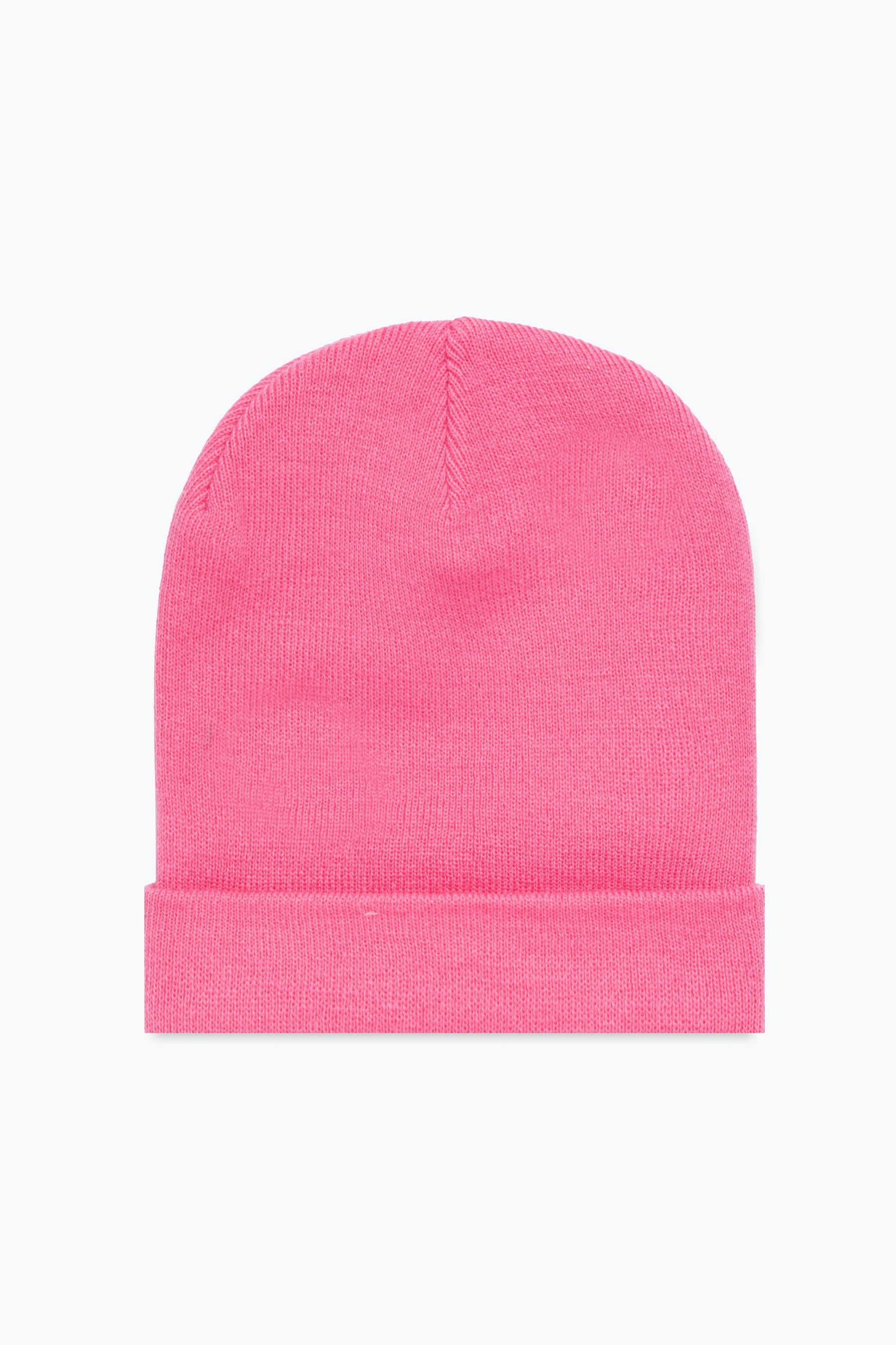 Keep your head warm with the HYPE. pink scribble beanie. In a one-size fit, this is perfect for adults. In a pink all over soft-touch fabric in double knit for the ultimate comfort. Finished with a cuff design and the new HYPE. signature logo in a contrasting white woven on the front. Machine wash inside out at 30 degrees.
