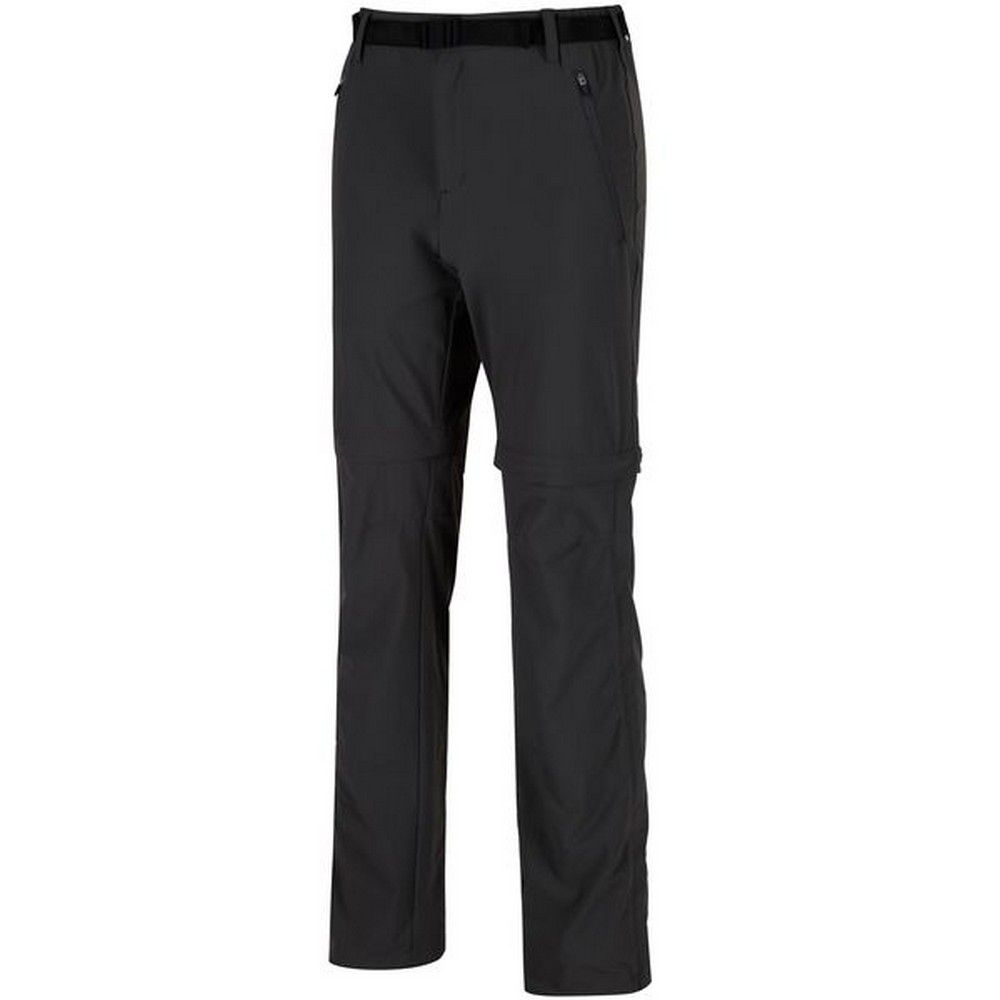 90% polyamide, 10% elastane. Mens zip-off trousers. Fabric performance. ISOFLEX - active stretch fabric. 4-way stretch for increased movement and comfort. Durable water repellent finish. Quick dry for enhanced comfort. Lightweight - for active performance. Part elasticated waist with webbing belt. Multi pocketed - front and rear zipped pockets. Articulated knee design for an enhanced range of movement. Zip-off legs - converts into shorts. Colour coded zips for easier re-attachment. Side leg zip for easy on and off over boots. Drawcord at leg hems. Engineered and intelligent ergonomic fit. Sizing (waist in inches): Short leg (30in), Regular leg (32in), Long leg (34in).
