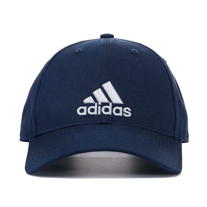 adidas Classic Six Panel Cap in indigo.- Six-panel construction.- climalite® sweatband sweeps sweat away from your skin.- Medium pre-curved brim.- Strap-back closure.- UPF 50+ UV PROTECTION.- Embroidered adidas brandmark on front.- Shell: 100% Cotton.  Sweatband: 100% Polyester.  Lining: 100% Polyester.  Machine washable.- Ref: CF6913