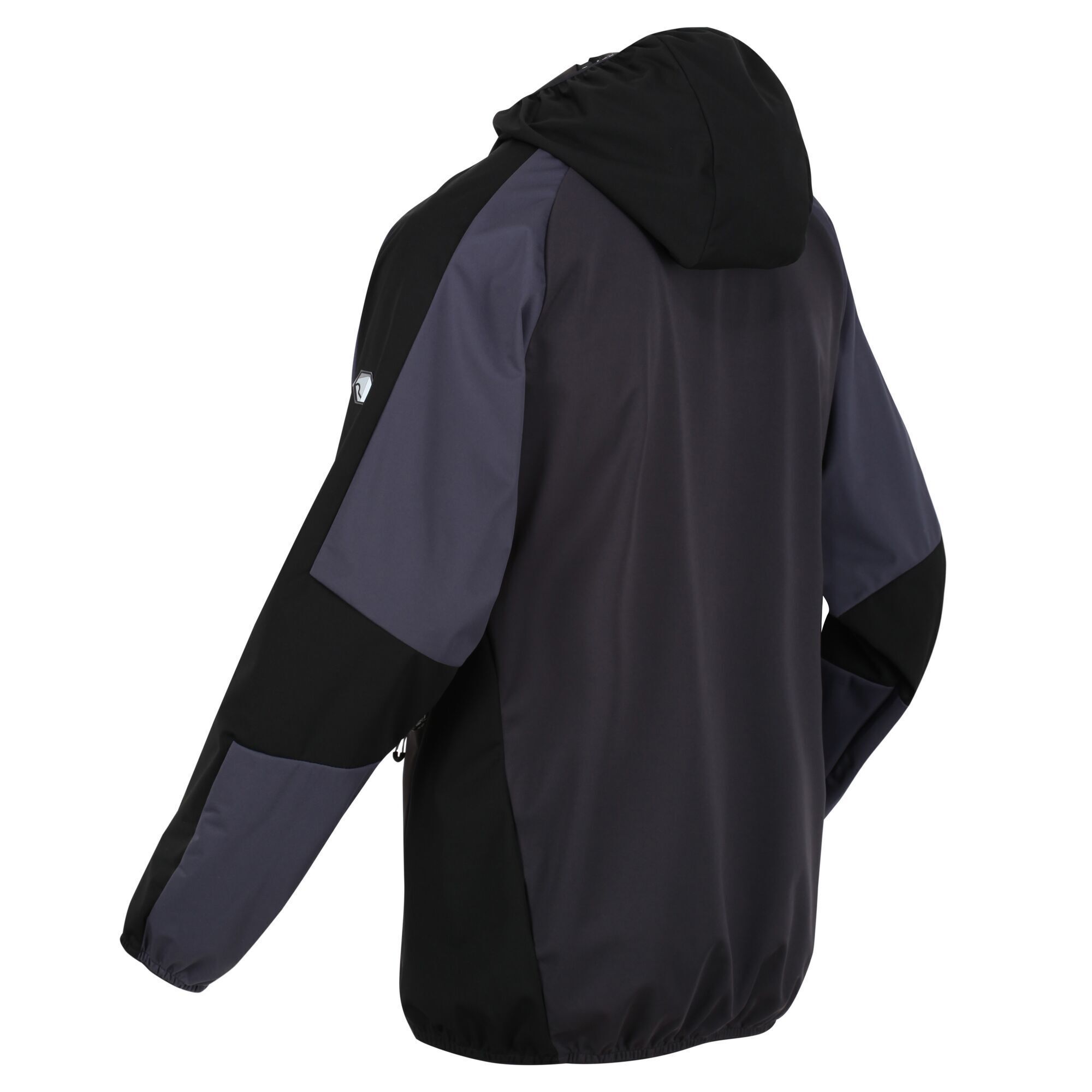 Material: 100% Polyester. Fabric: Softshell, Stretch. Design: Colour Block, Logo, Text. Fit: Streamlined. Fabric Technology: Breathable, DWR Finish, Lightweight, Moisture Control, Waterproof, Wind Resistant, XPT. Fabric Zip Pull, Inner Zip Guard. Neckline: Hooded. Sleeve-Type: Long-Sleeved. Cuff: Stretch Binding. Hood Features: Grown On Hood, Stretch Binding. Pockets: 2 Zip Pockets, 1 Chest Pocket, Zip. Fastening: Full Zip. 10000g/m²/24hrs. Hem: Stretch Binding.