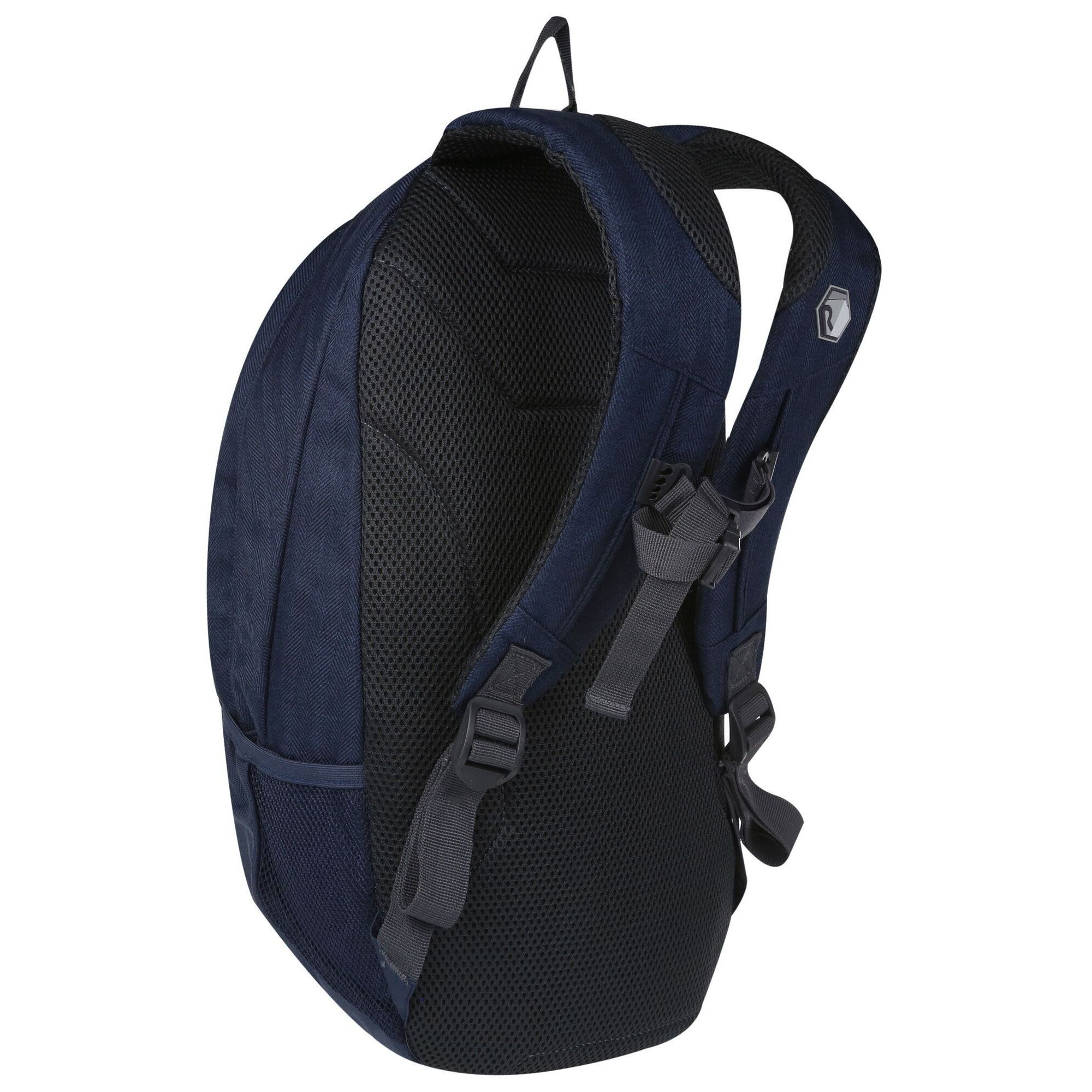 20 litre capacity. Hardwearing 600D polyester. Zipped front pocket. Front webbing attachment loops. 2 internal security pockets. Internal key clip. Easy grab zip pullers.