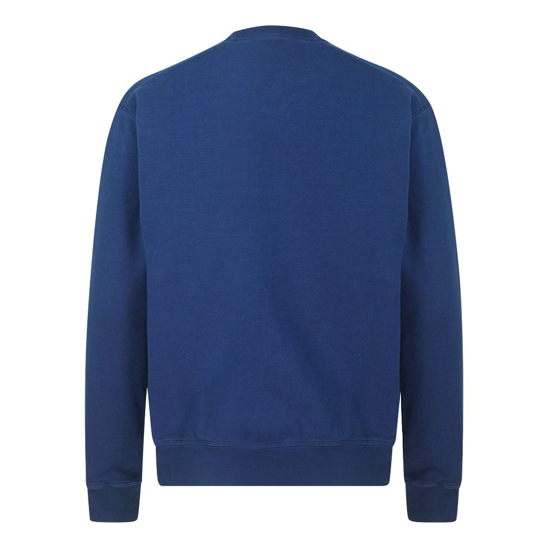 Dsquared2 Cool Fit Lake District Logo Blue Sweater. Dsquared2 Cool Fit Lake District Logo Blue Jumper. 100% Cotton, Made In Italy. Elasticated Neck, Sleeve Ends and Bottom. Large Logo Print. Style Code: S71GU0417 S25030 478