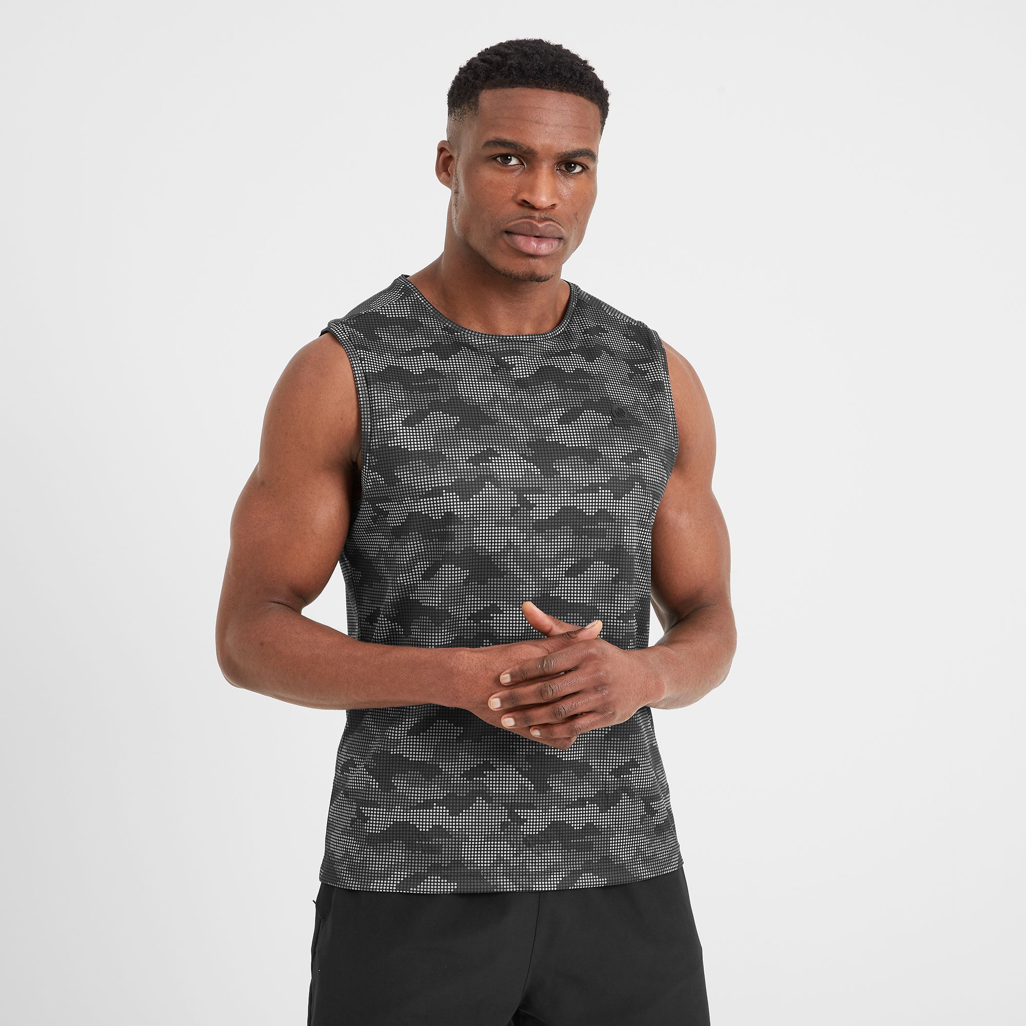 Behind its sporty good looks, our Stean is a lightweight technical vest designed to keep you cool and comfortable when you're working hard. Made from breathable fabric that wicks moisture away from your skin, this performance top is super stretchy to bend and flex with your body. The sleeveless silhouette allows total freedom of movement, ideal for sports and outdoor pursuits. Team with running shorts and take on a triathlon, beat a personal best in the gym, or simply enjoy a care-free bike ride exploring the Yorkshire Dales. The energising design made up of hundreds of dots printed in a camouflage-inspired pattern gives this vest a masculine, athletic edge. Designed in West Yorkshire by our team, Stean is finished with a TOG24 rubber badge on the chest as a nod to the our ethos of 'Truth Over Glory'.