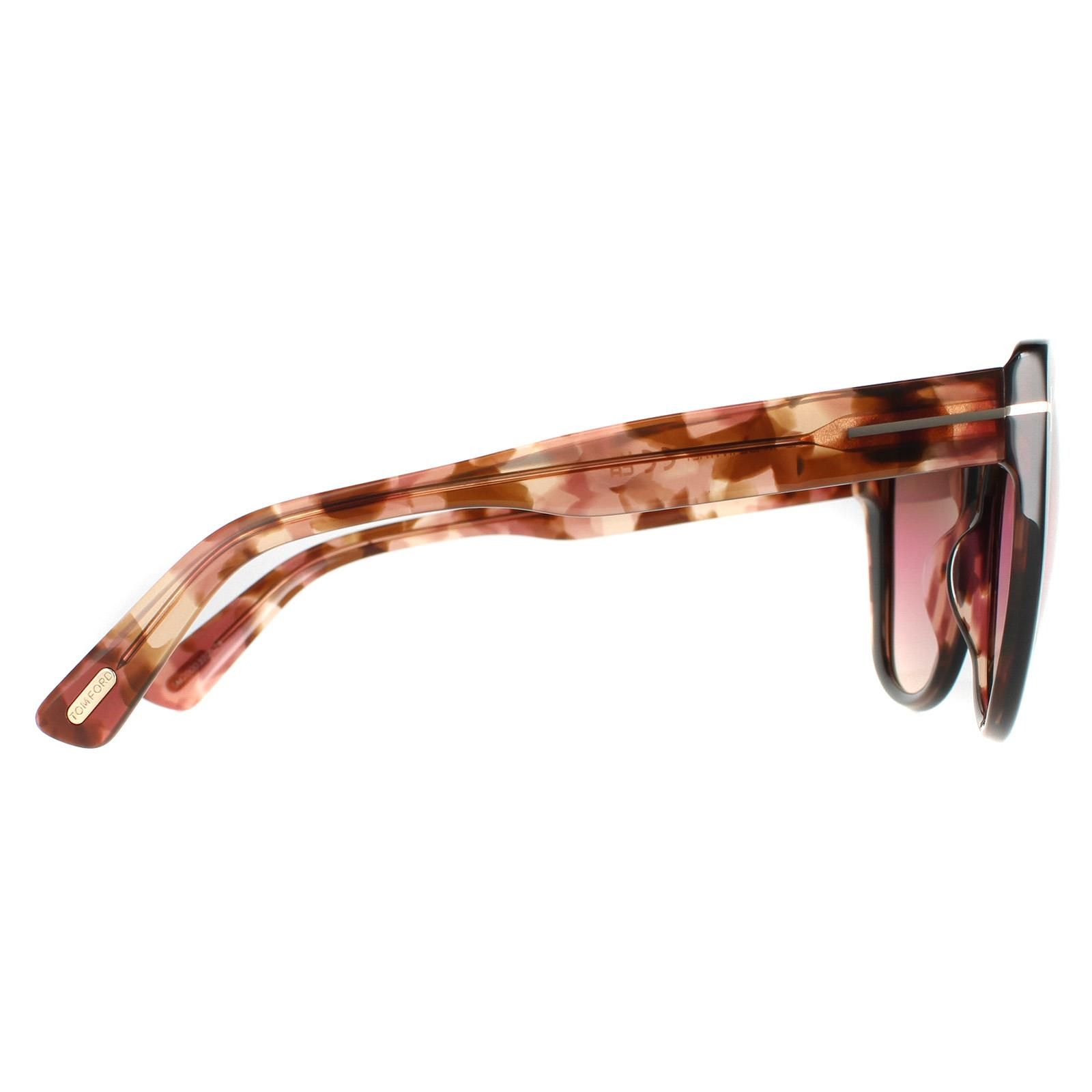 Tom Ford Cat Eye Womens Black and Havana Brown Pink Gradient FT0937 Nora Sunglasses are a gorgeous cat eye design crafted from chunky acetate and embellished with the Tom Ford T logo on the temples.