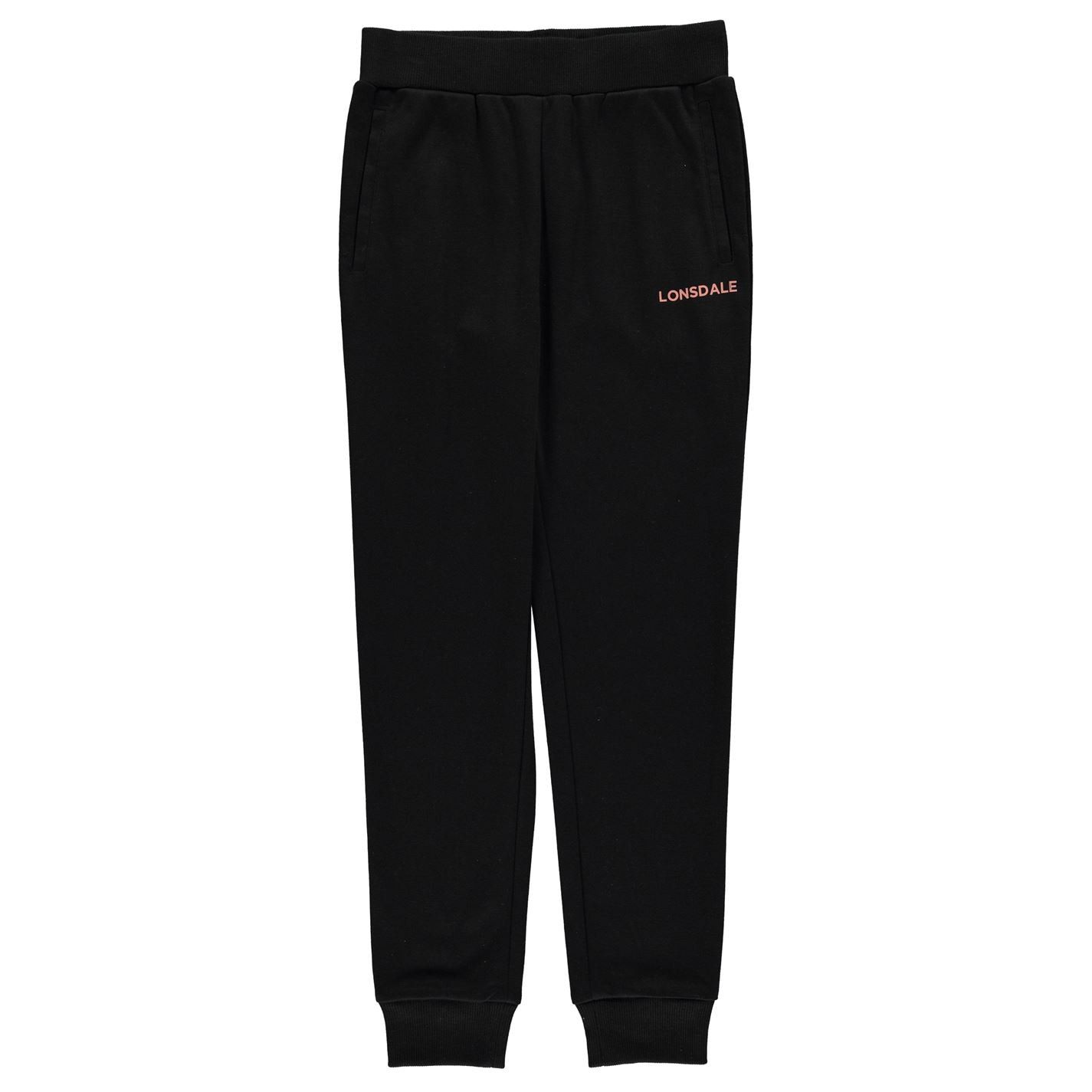 Lonsdale Girls Jogging Bottoms Soft Elasticated Waistband Ribbed Ankle