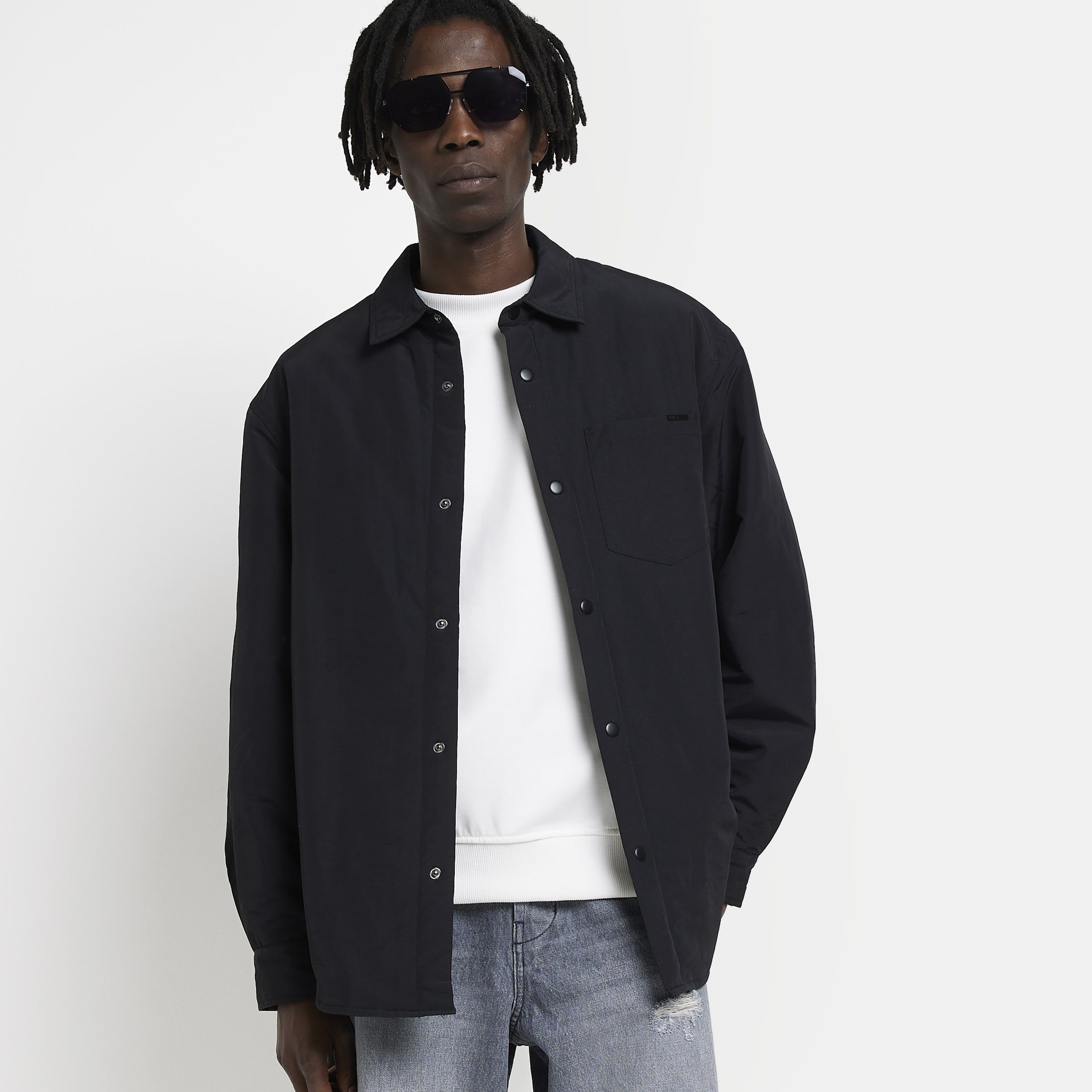 River Island Mens Overshirt Black