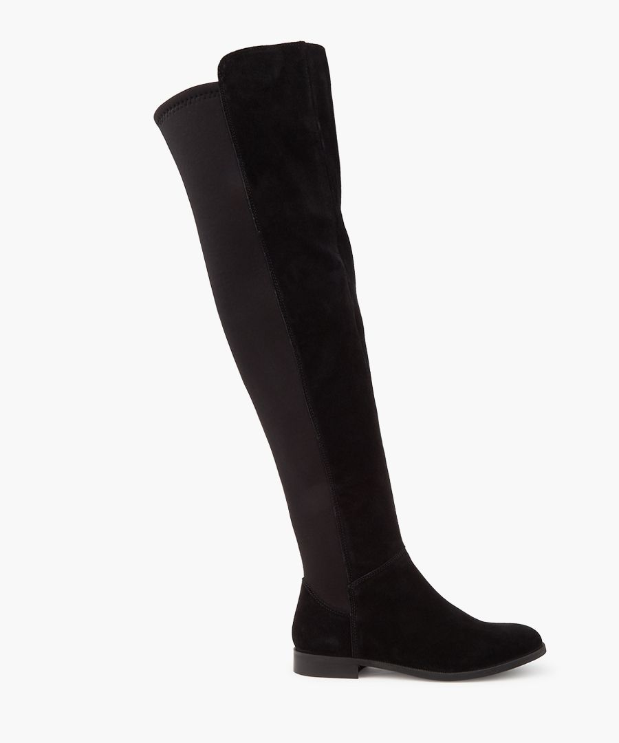 Black suede over-the-knee boots