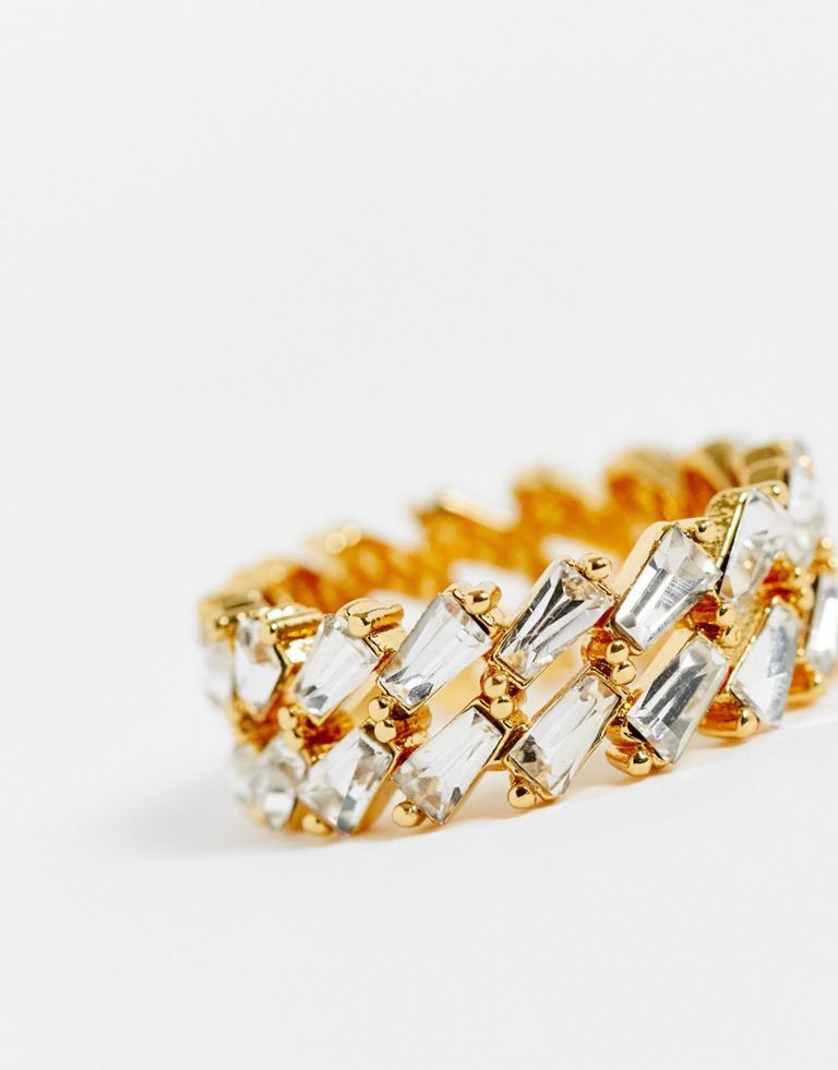 Ring by ASOS DESIGN Need-to-know details Embellished design Baguette-shaped diamantes Smooth finish Sold by Asos