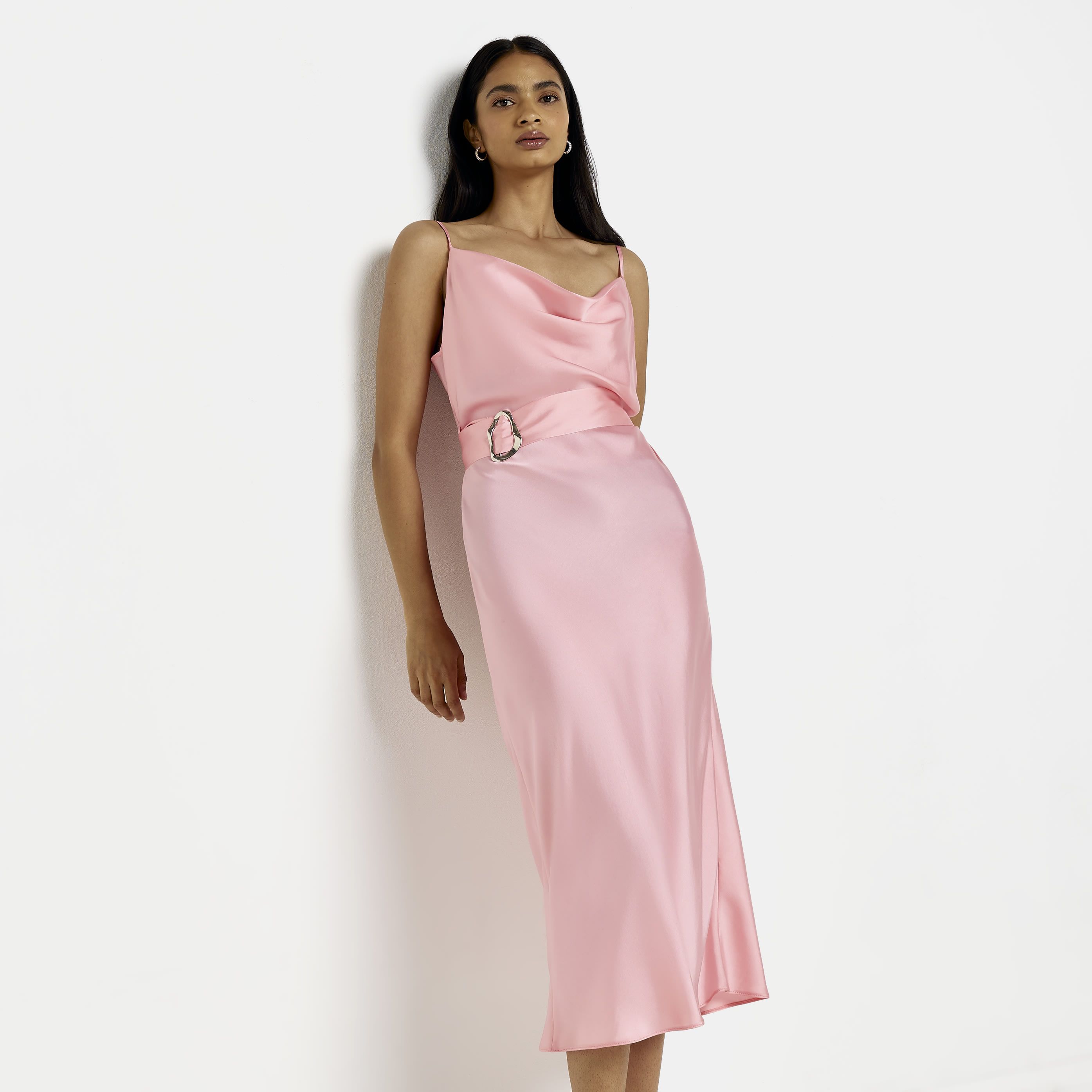 pink colour midi dress