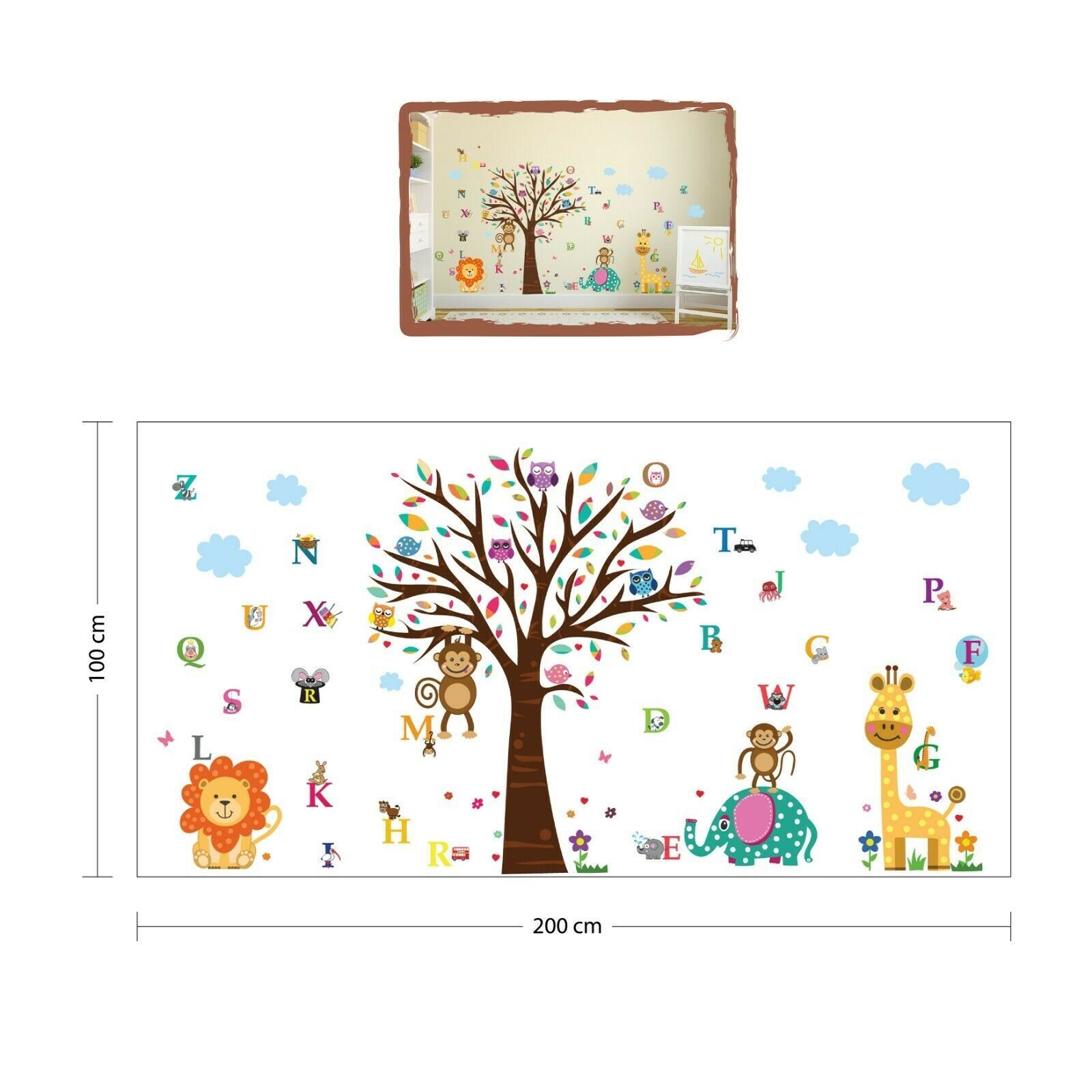 Combo of + Happy London Zoo Wall Stickers Kids Room, nursery, children