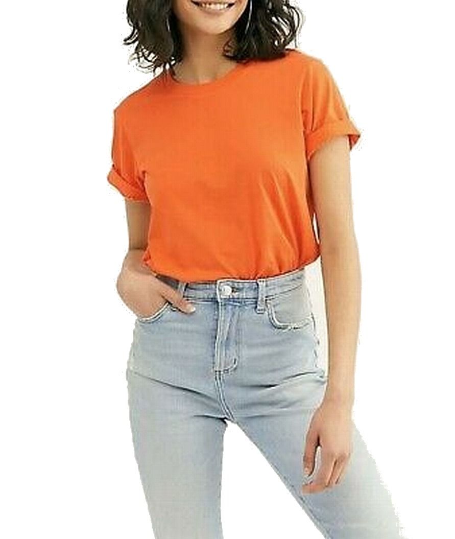 Color: Oranges Size Type: Regular Size (Women's): M Sleeve Length: Short Sleeve Type: Tank Style: Knit Top Neckline: Round Neck Pattern: Solid Theme: Modern Material: 100% Cotton