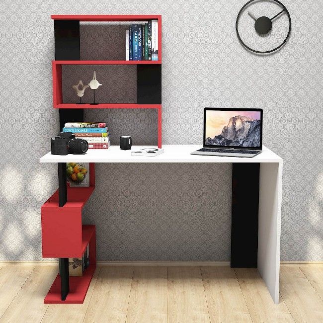 This modern and functional desk is the perfect solution to make your work more comfortable. It is suitable for supporting all computers and printers. Thanks to its design it is ideal for both home and office. Easy-to-clean and easy-to-assemble assembly kit included. Color: White, Red, Black | Product Dimensions: W120xD60xH148,2 cm | Material: Melamine Chipboard, PVC | Product Weight: 29,5 Kg | Supported Weight: 20 Kg | Packaging Weight: W130xD68,2xH8,5 cm Kg | Number of Boxes: 1 | Packaging Dimensions: W130xD68,2xH8,5 cm.