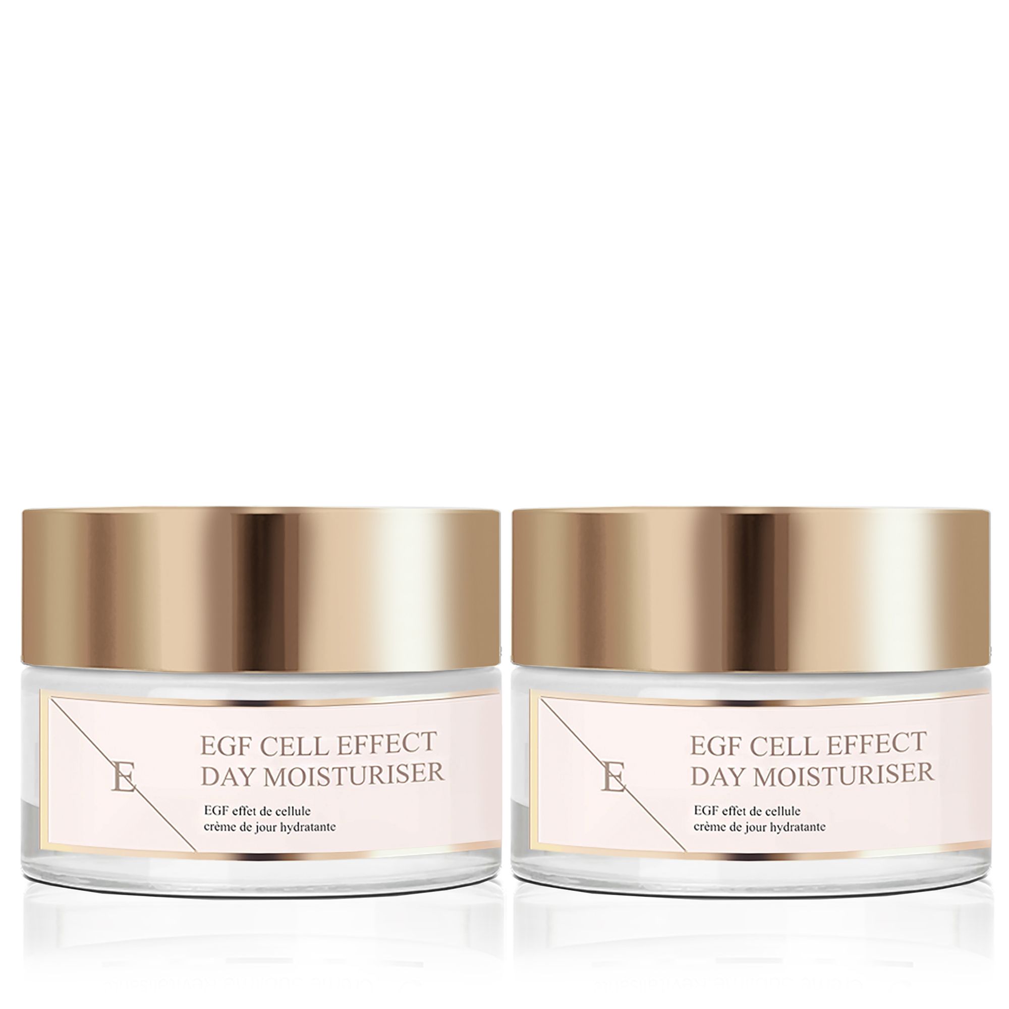 2 x EGF CELL EFFECT DAY MOISTURISER
EGF Cell Effect Day Moisturiser aims to deliver plumper, fully hydrated skin that appears more fresh and youthful. This day moisturiser contains a unique ingredient called SH-Oligopeptide-1 that has an identical chemical structure to an epidermal growth factor. Epidermal growth factor works to increase the rate of renewal of the skin smoothing the look of wrinkles and fine lines.Â 
Key Ingredients:
SH-OLIGOPEPTIDE-1
SH-Oligopeptide-1 that has an identical chemical structure to an epidermal growth factor. Epidermal growth factor works to increase the rate of renewal of the skin smoothing the look of wrinkles and fine lines.
SODIUM HYALURONATE
Hyaluronic Acid is naturally found in our skin, as we age our body's natural production of hyaluronic acid slows down. Hyaluronic acid is a key element making the skin looking plump and youthful as it holds moisture 1000 times its own weight. Our hyaluronic acid is called Sodium Hyaluronate and it is a smaller size of hyaluronic acid that is able to penetrate and hydrate more deeper levels of the skin than normal hyaluronic acid.
OCTOCRYLENE, ETHYLHEXYL METHOXYCINNAMATE
Are well-known ingredients used in sunscreens and they aim to help to protect the skin from UVB and short-wave UVA rays.
SHEA BUTTER
Shea butter is known for its moisturising and skin softening benefits. It is also high in vitamin E, A and F that protect the skin from free radical stress.
USAGE: Apply a large pea-sized amount of the cream on cleansed face, neckline, and neck in the morning.

Ingredients: Aqua (Water), Glycerin, Urea, Isoamyl Cocoate, Dimethicone, Octocrylene, Ethylhexyl Methoxycinnamate, Glyceryl Stearate, Squalane, Glyceryl Stearate Citrate, Cyclopentasiloxane, Butyrospermum Parkii (Shea) Butter, Cera Alba, Camellia Japonica Seed Oil, Ethylhexyl Salicylate, Cetearyl Alcohol, Butylene Glycol, Dimethicone/Vinyl Dimethicone Crosspolymer, SH-Oligopeptide-1, Hydrogenated Lecithin, Sodium Oleate, Glycine Soja (Soyabean) Oil, Sodium Hyaluronate, Hydroxypropyl Bispalmitamide MEA, Phenoxyethanol, Cyclohexasiloxane, Butyl Methoxydibenzoylmethane, Triethanolamine, Parfum (Fragrance), Acrylates/C10-30 Alkyl Acrylate Crosspolymer, Ethylhexylglycerin, Disodium EDTA, BHA, Benzyl Salicylate, Butylphenyl Methylpropional, Geraniol, Hexyl Cinnamal, Linalool.