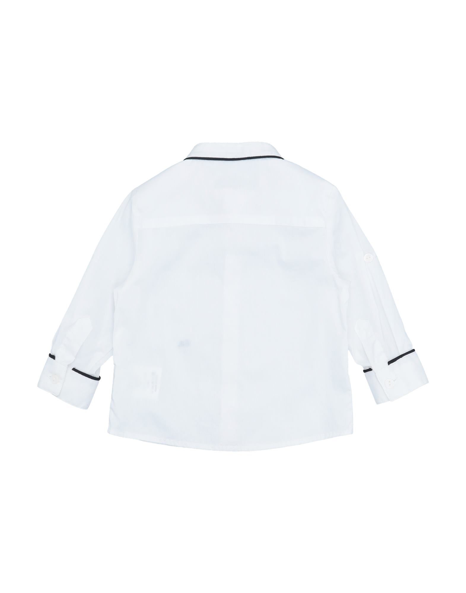 poplin, logo, detachable application, solid colour, front closure, button closing, long sleeves, buttoned cuffs, mandarin collar, no pockets, wash at 30° c, dry cleanable, iron at 110° c max, do not bleach, do not tumble dry, stretch, small sized