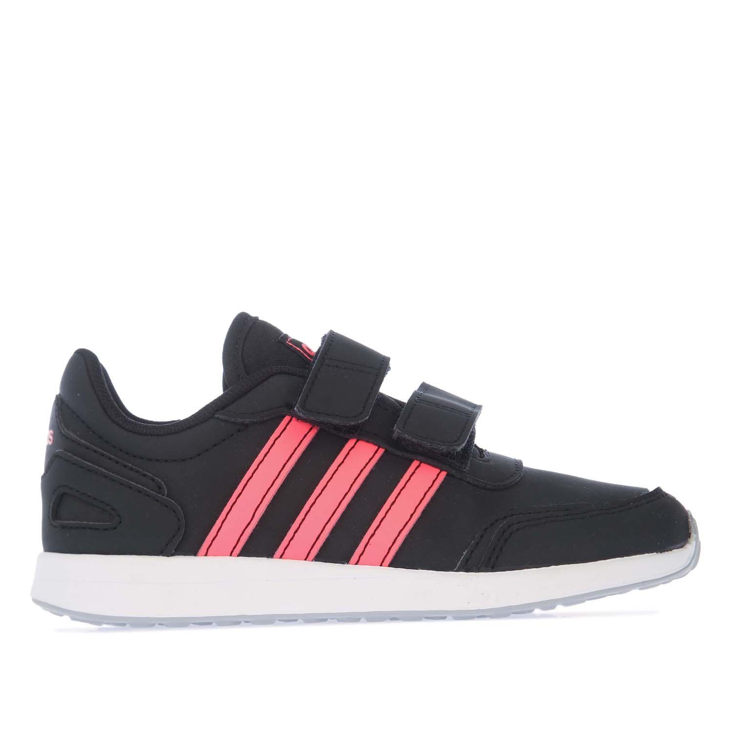 Childrens adidas VS Switch 3 Trainers in black pink.- Synthetic nubuck upper.- Hook-and-loop closure. - 3-Stripes added to the side. - adidas logo on the tounge and heel.- Cushioning midsole.- Rubber outsole.- Synthetic upper  Textile lining and sole.- Ref.: FW3982C