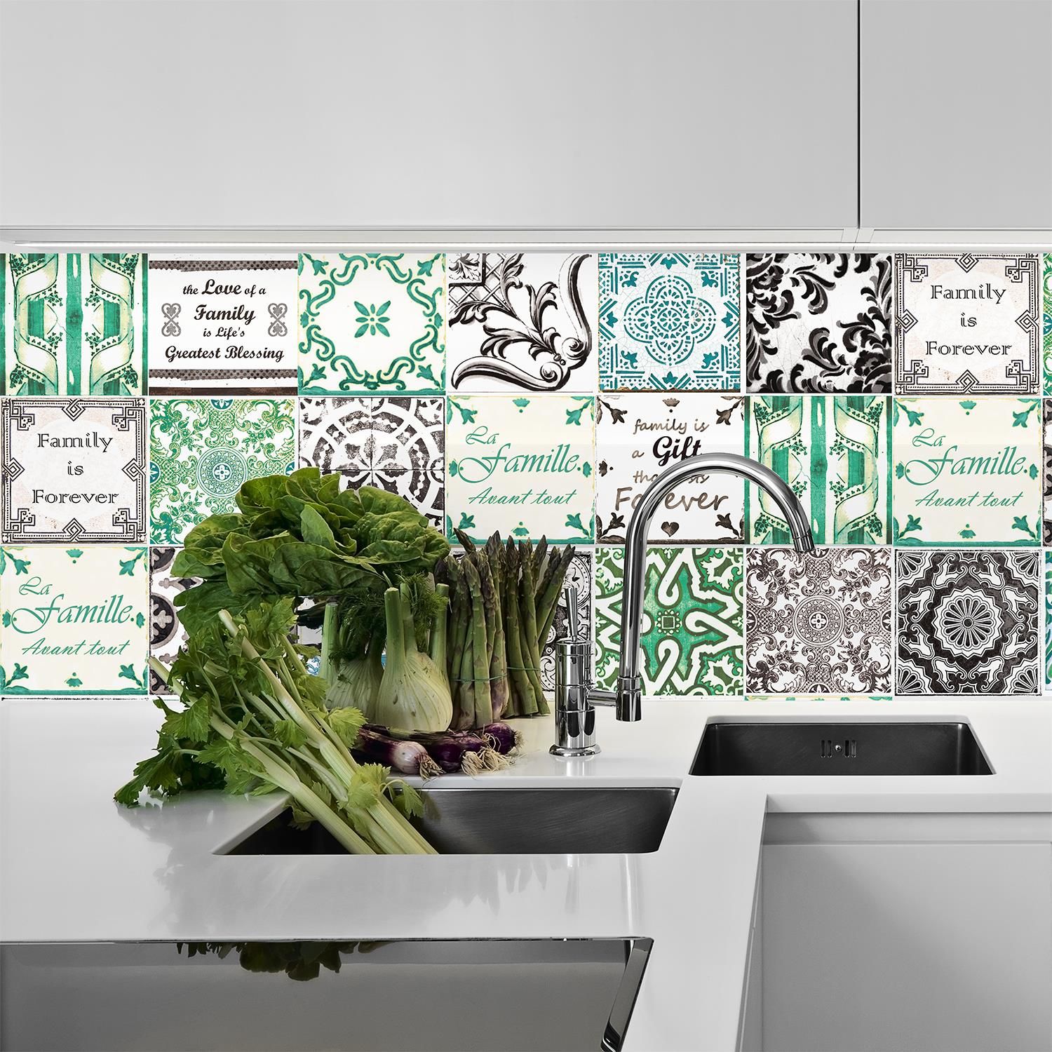 - Leave nothing to chance with our finely hand selected tiled stickers, that ensure the maximum allure for your desired home update. 
- The green and blue palate is simple enough to blend with your other decor accessories, or to be bold and beautiful on its lonesome! 
- One time installation of the quality Walplus stickers promises that after you attach it to your clean, dry wall, all that's left to do is enjoy your home's new look!
- Package Contains:  48 pieces of stickers 15 x 15 cm and a free pack of 3in1 application tools is included. Coverage area: 1.08m2.