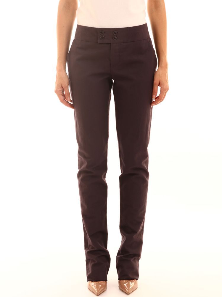 Purple trousers with buttons closure at the waist.The model is 1.78 tall and wears size S / 40IT / 26US / 36FR / 8UK