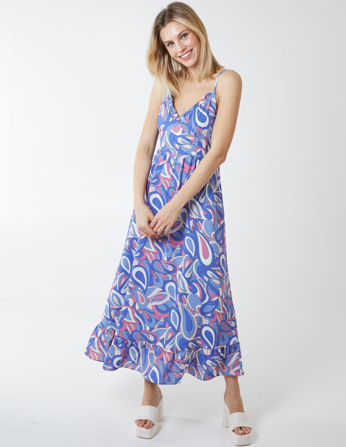 PENELOPE - Tiered Hem Strappy Maxi Dress