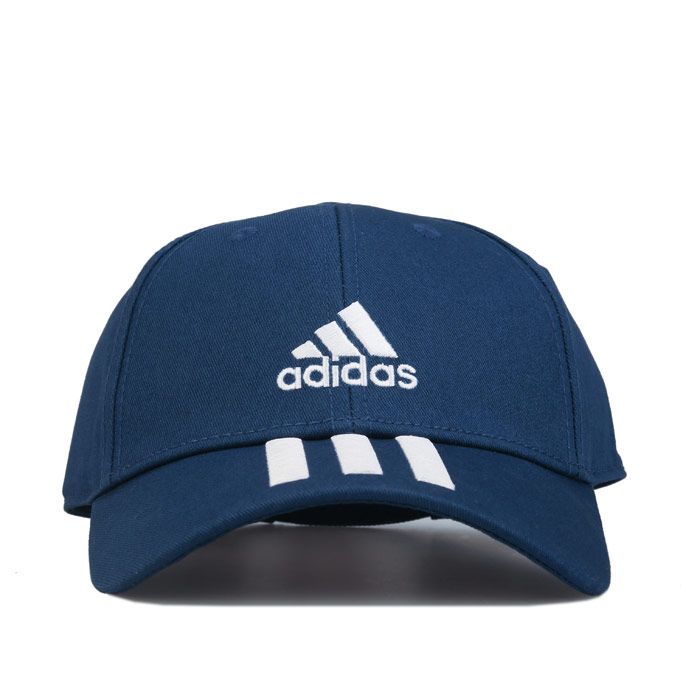 adidas Baseball 3- Stripes Twill Cap in indigo.- Medium-curved brim and crown.- Adjustable logo hat.- Padded sweatband.- Soft feel.- UV 50 factor.- 3-Stripes pride.- adidas Badge of Sport logo to front.- Twill.- Shell: 100% Cotton. Sweatband: 100% Polyester. Lining: 80% Polyester  20% Cotton. Machine washable.- Ref: FK0895