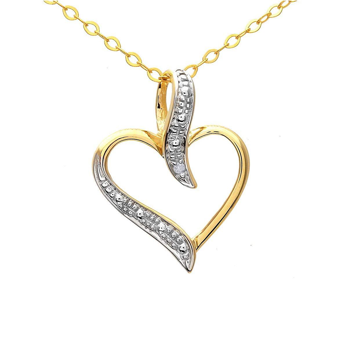 9ct Yellow Gold Pave Set Diamond Heart Pendant and 18