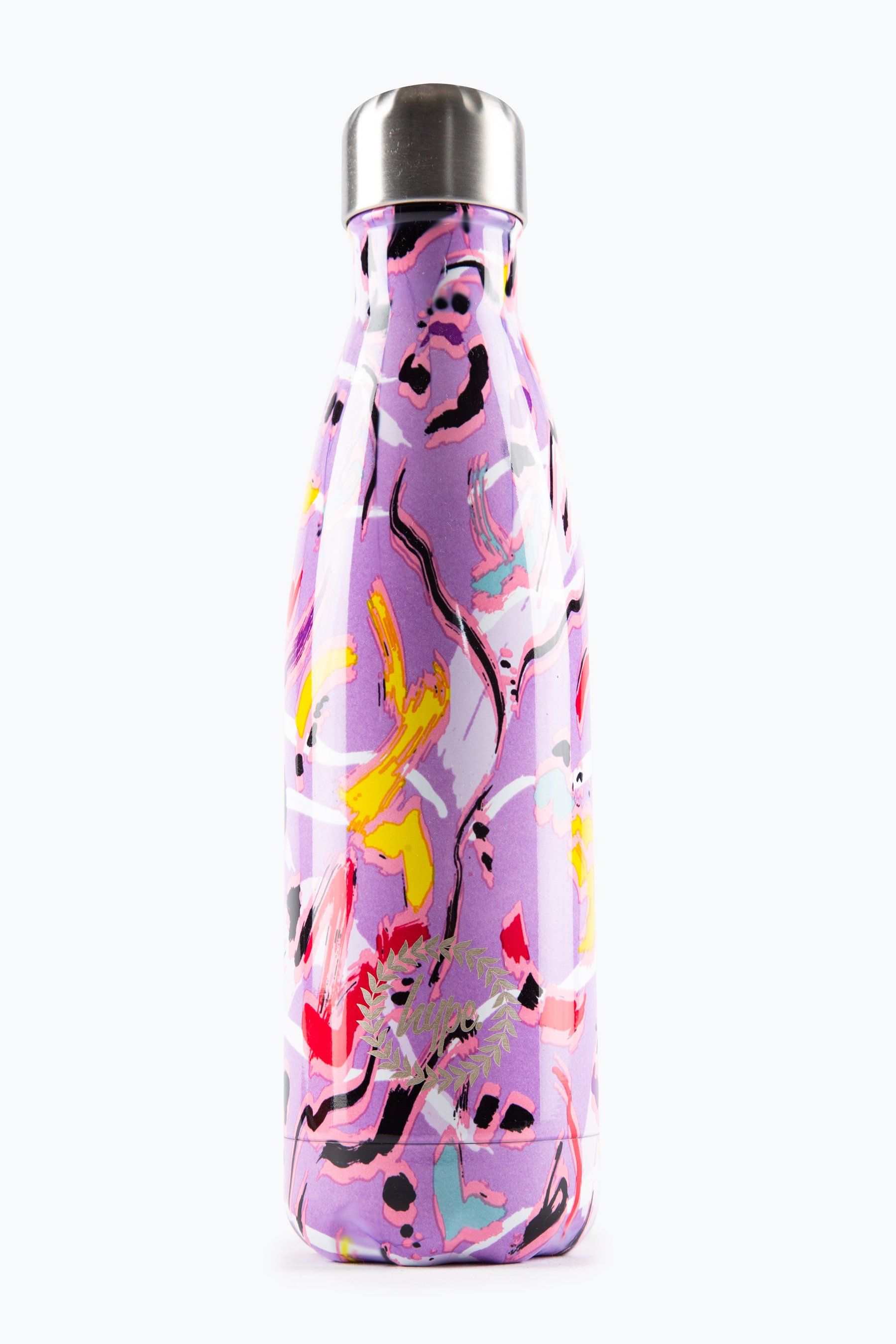 Keeping you hydrated, in style. Meet the HYPE. Abstract Animal Metal Reusable Water Bottle, perfect for when you're on the go. The design features a paint-splat inspired effect in a pastel beige, blue and yellow. Designed in Aluminium to ensure your water stays ice-cold and for chillier days, keeping your oat milk latte warm for longer. Reuse it again and again with an airtight screw lid prevents spills. With an all-over leopard animal skin inspired print with an abstract overlay in a pastel pink, purple and contrasting cyan colour palette. Why not grab one of our lunch bags or backpacks with a bottle holder to complete the look. Hand wash only.