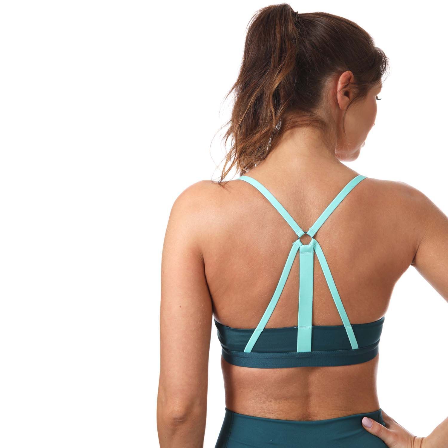 Womens adidas All Me Light Support Summer Bra in teal.- Scoop neck.- Strappy back.- Removable pads.- Soft and smooth feel.- Low-impact support.- Breathable hem.- Power mesh layer.- Compression fit.- Body: 79% Polyester (Recycled)  21% Elastane. Lining: 80% Polyester (Recycled)  20% Elastane.- Ref: GM2797