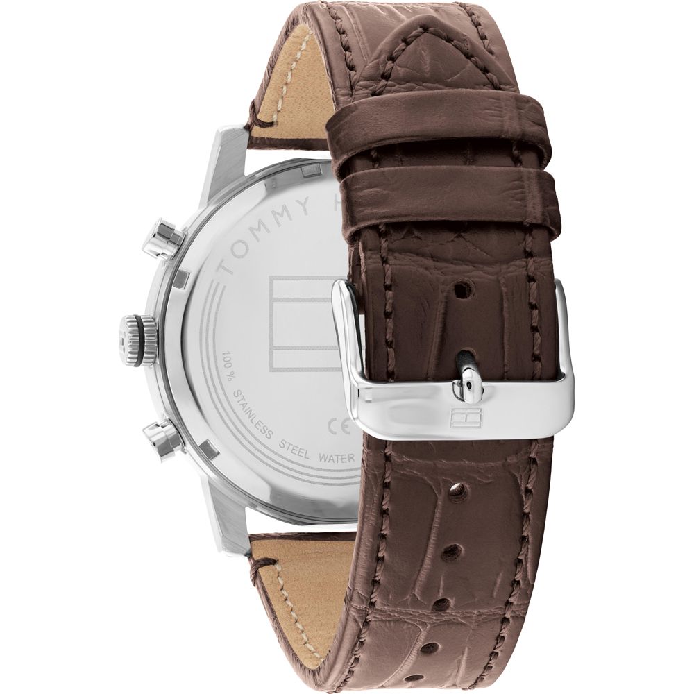 This Tommy Hilfiger Sullivan Multi Dial Watch for Men is the perfect timepiece to wear or to gift. It's Multicolour 44 mm Round case combined with the comfortable Brown Leather watch band will ensure you enjoy this stunning timepiece without any compromise. Operated by a high quality Quartz movement and water resistant to 5 bars, your watch will keep ticking. Get all the comfort with this fashionable croco-embossed leather band, perfect for every occasion  -The watch has a calendar function: Day-Date, 24-hour Display High quality 21 cm length and 22 mm width Brown Leather strap with a Buckle Case diameter: 44 mm,case thickness: 11 mm, case colour: Multicolour and dial colour: Silver