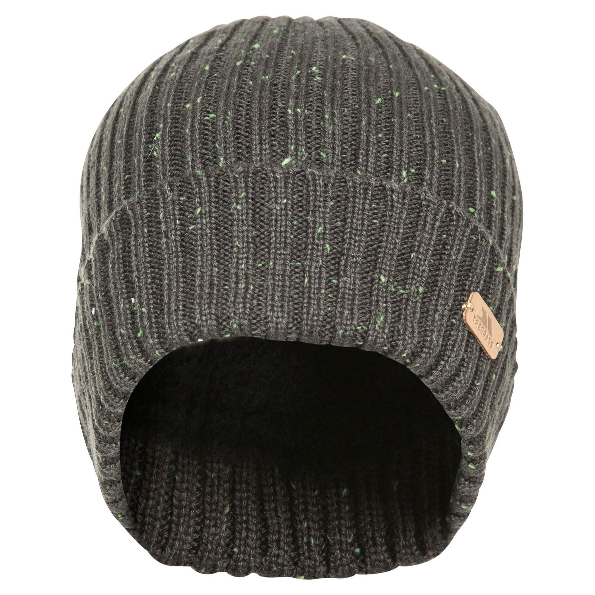 Outer: 100% Acrylic, Lining: 100% Polyamide. Knitted slouch hat. Soft chenille lining. Leatherette badge.