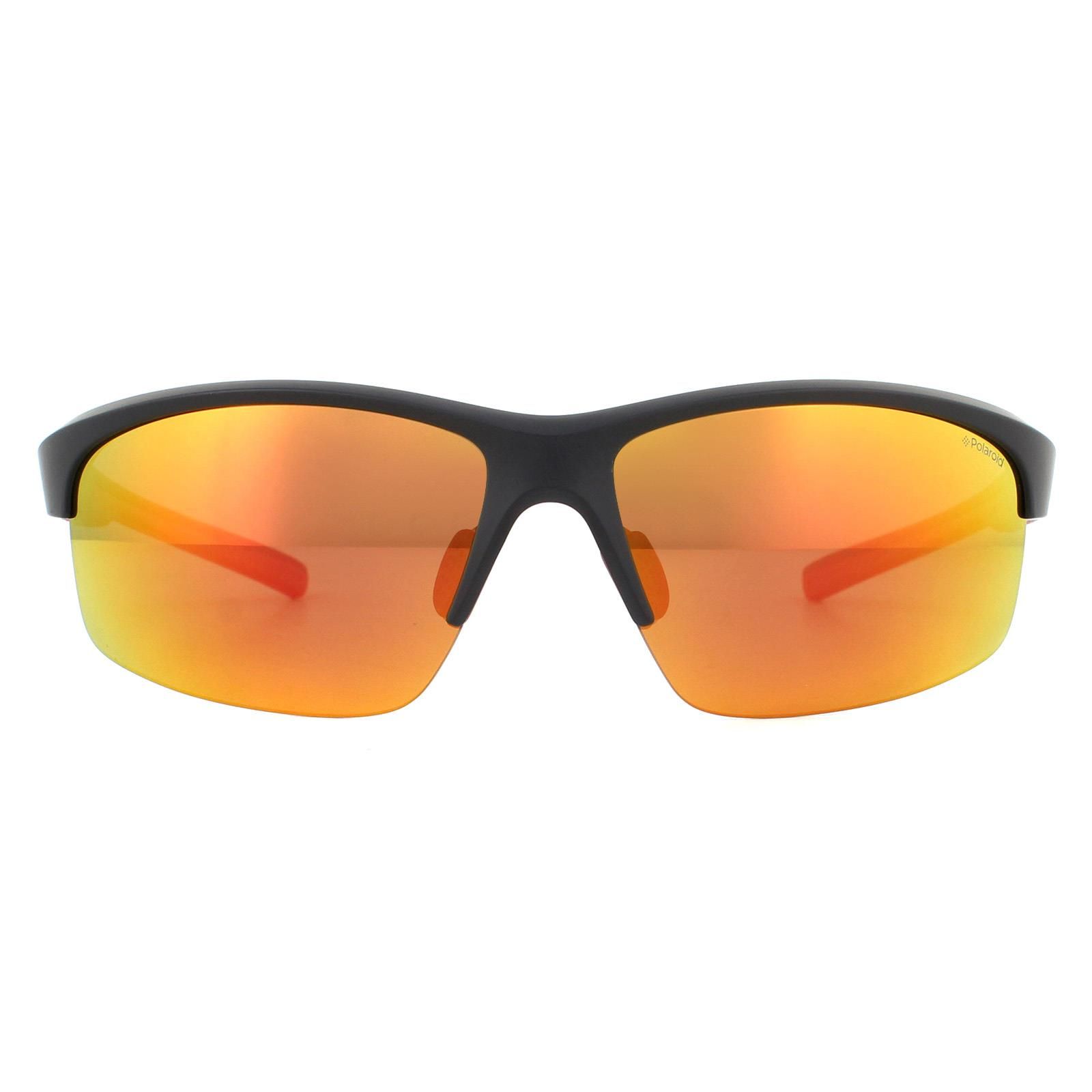 Polaroid Sport Sunglasses PLD 7018/N/S OIT OZ Black Red Red Mirror Polarized have a plastic frame in a semi rimless sport style and are designed for men. Polaroid's polarized lenses give superb glare protection for a fantastic price.