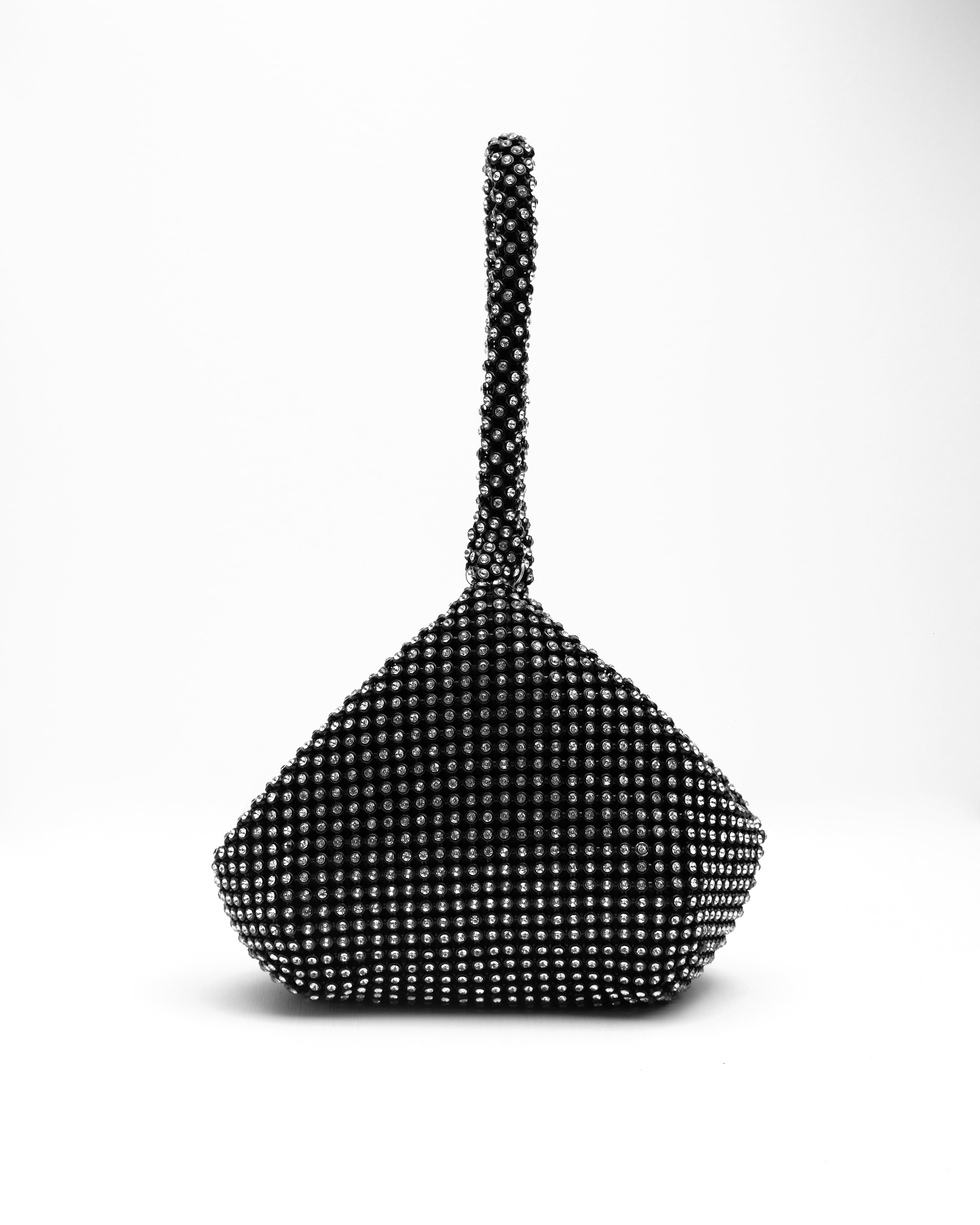 Where's That From Womens Diamante Mini Chainmail Pouch Bag In Black