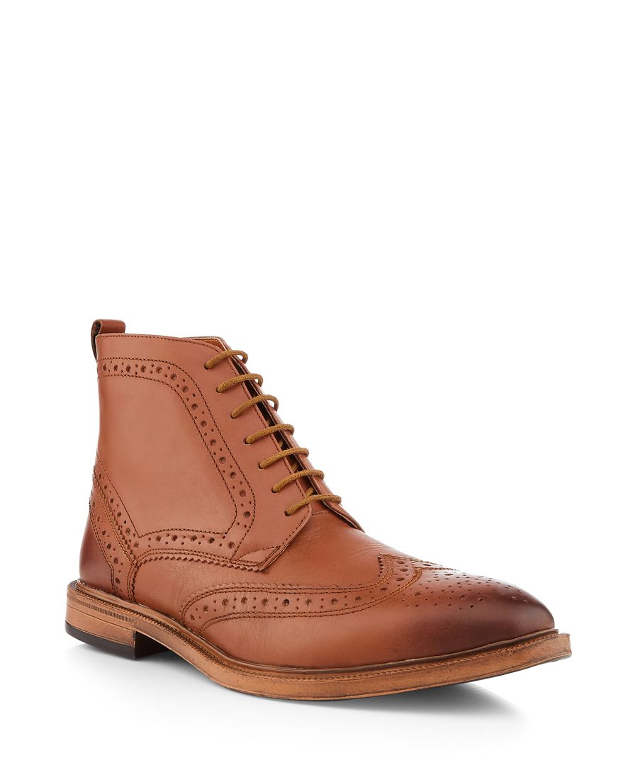 Boston tan perforated ankle boots