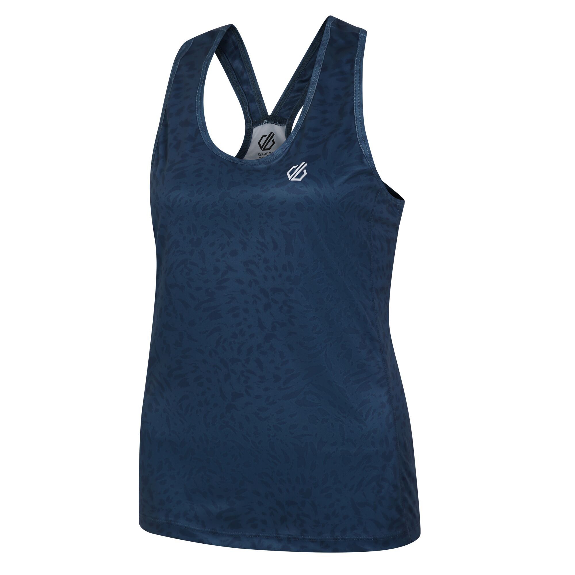 92% Polyester, 8% Elastane. Fabric: Q-Wic, Recycled, Stretch. Design: Logo, Printed. Neckline: Crew Neck. Back Style: Racerback. Sleeve-Type: Sleeveless. Fabric Technology: Anti-Bacterial, Lightweight, Moisture Wicking, Odour Control, Quick Dry. Reflective Detail. Sustainability: Made from Recycled Materials.