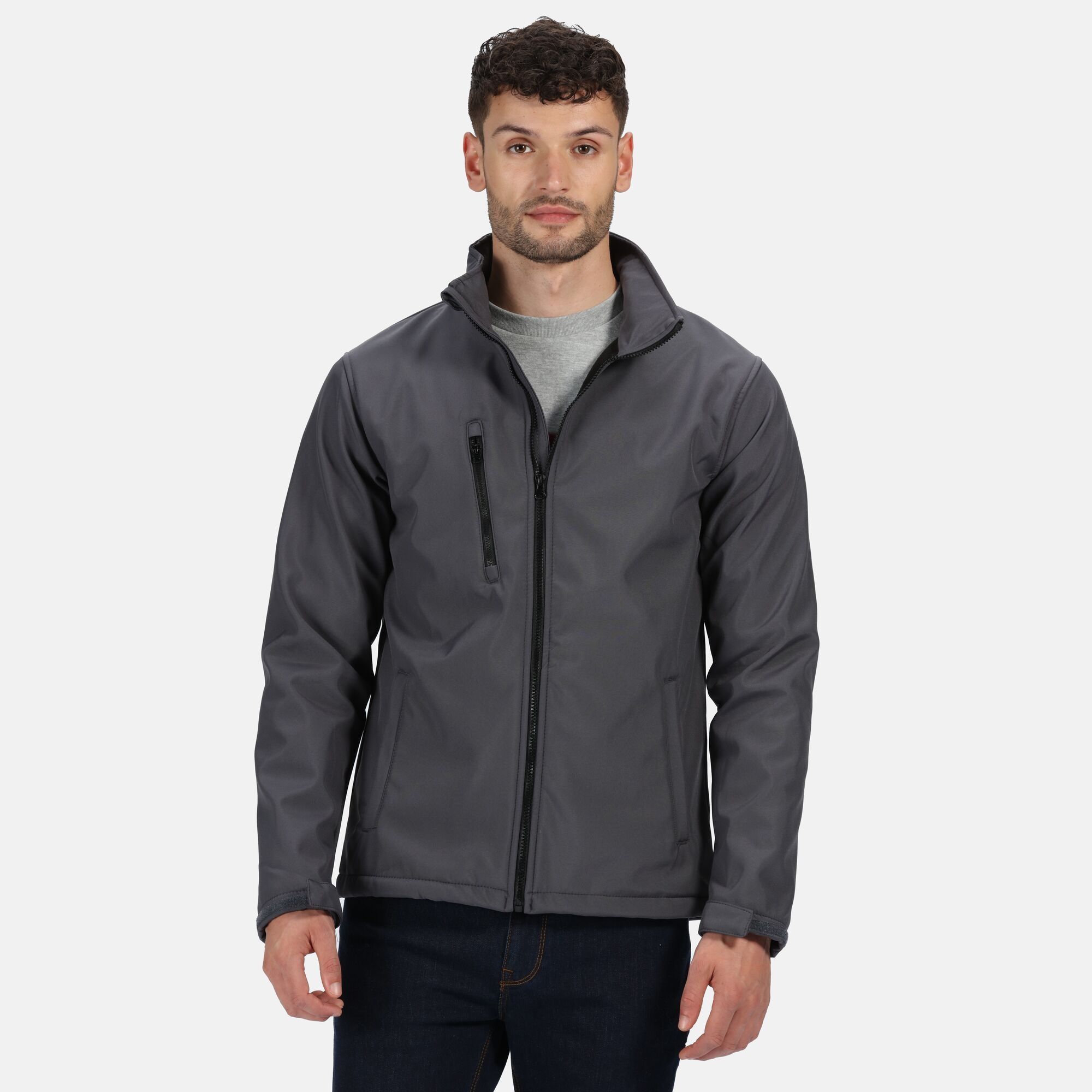 Material: 100% polyester. Warm backed woven. Softshell XPT waterproof and breathable 3 layer membrane fabric. Wind resistant membrane fabric. Atl durable water repellent finish. 2 zipped lower pockets. Zipped chest pocket. Chest sizes to fit: (S): 94-96.5cm, (M): 99-101.5cm, (L): 104-106.5cm, (XL): 109-112cm, (XXL): 117-122cm, (3XL): 124.5-129.5cm.