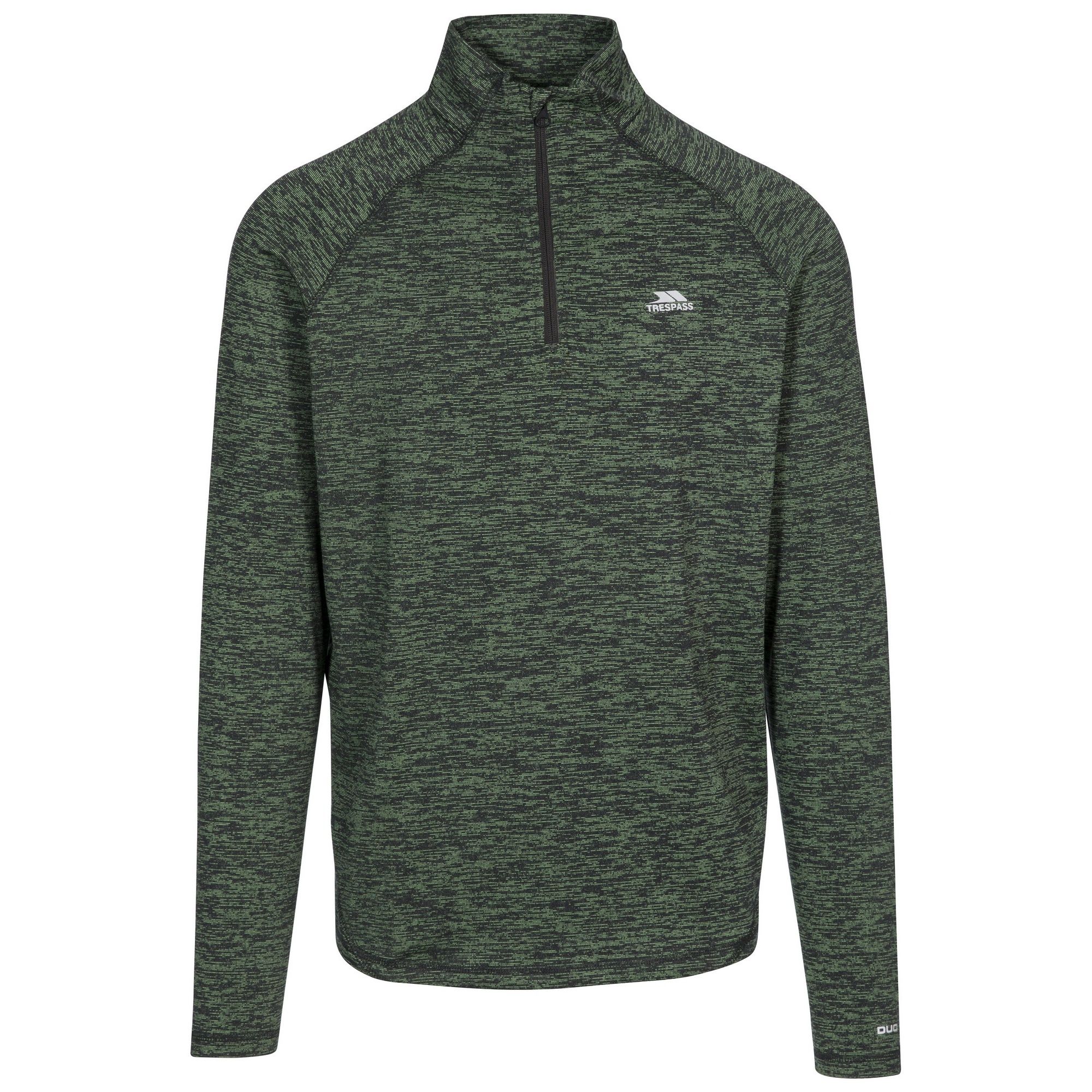 1/2 zip. Long sleeve. Contrast back neck binding. Reflective printed logos and trims. Wicking. Quick dry. 88% Polyester. 12% Elastane. Trespass Mens Chest Sizing (approx): S - 35-37in/89-94cm, M - 38-40in/96.5-101.5cm, L - 41-43in/104-109cm, XL - 44-46in/111.5-117cm, XXL - 46-48in/117-122cm, 3XL - 48-50in/122-127cm.