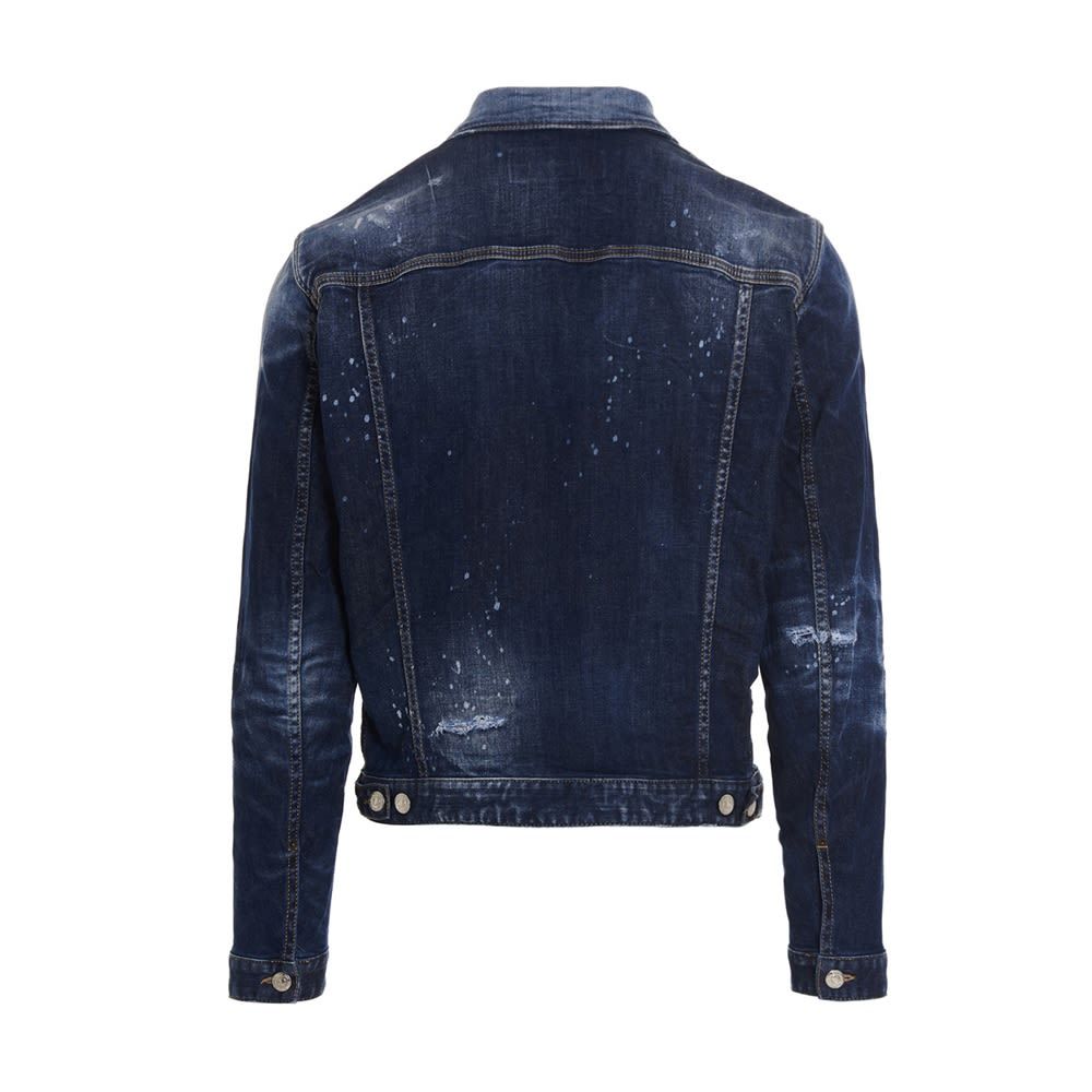 'Dan Jean' discolored-effect denim jacket with destroyed and all over paint details, a button closure and long cuffed sleeves.