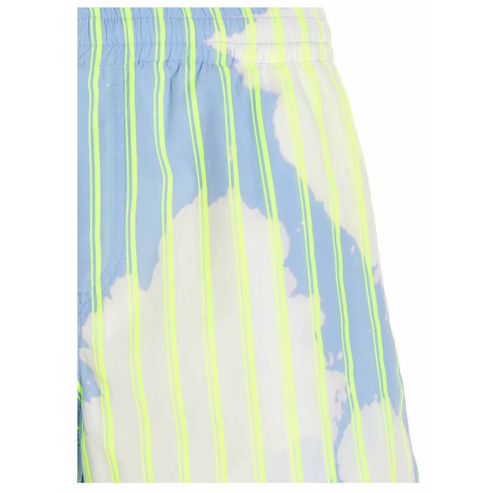 Bleached-effect cotton bermuda shorts with an elastic waistband, a drawstring and a logo embroidery on the bottom hem.