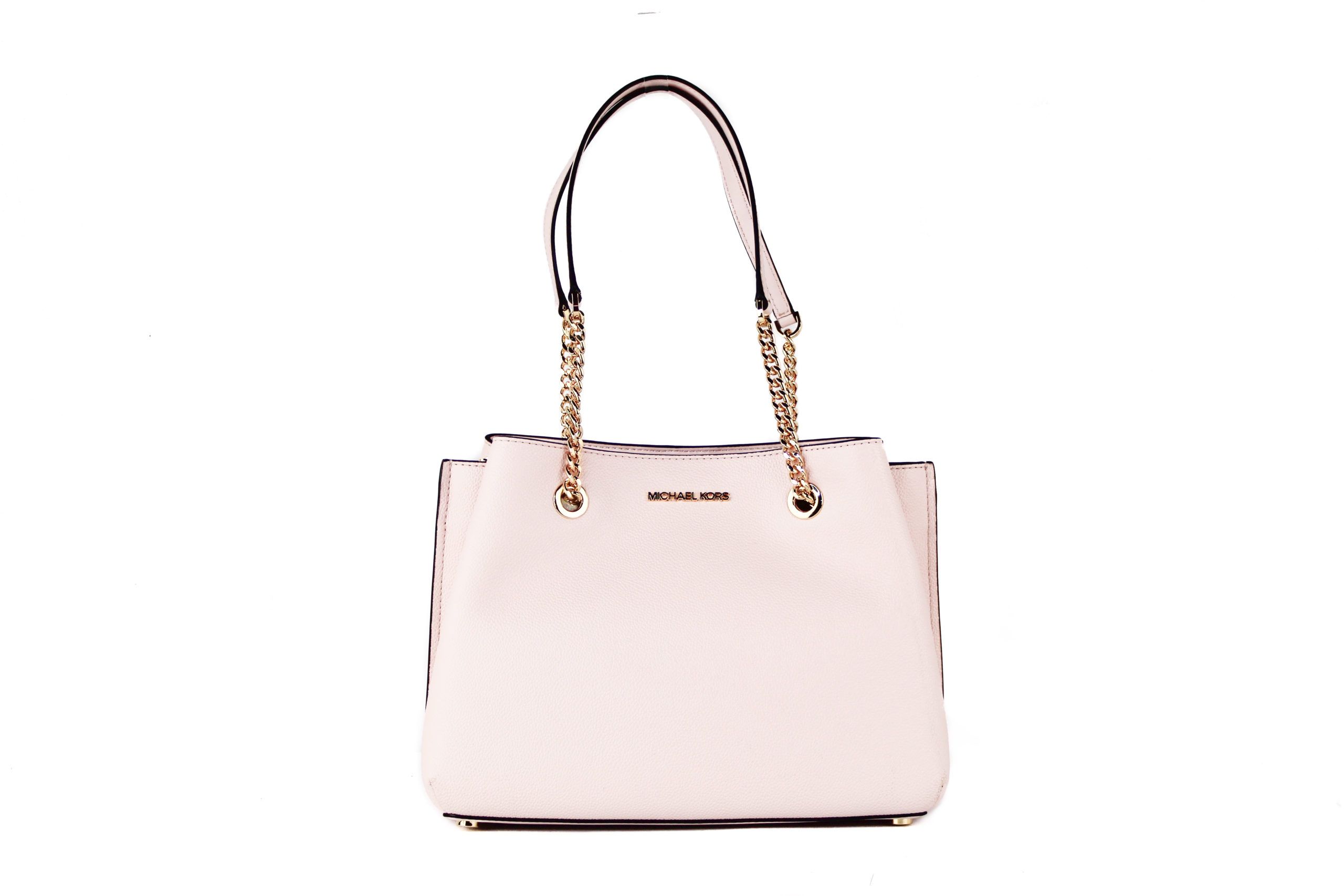 Brand New with Tags attached (100% Authentic). 
Style: Michael Kors Teagen Large Long Drop Satchel Bag (Powder Blush). 
Material: Pebble Leather 
. 
Features:  Magnetic Snap Closure, Center Zip Compartment, 2 Interior Slip Pockets, 1 Interior Wall Zip Pocket, 
Chain Accented Strap. 
Measures: 30.48cm. W x 22.86cm H x 15.24cm D.