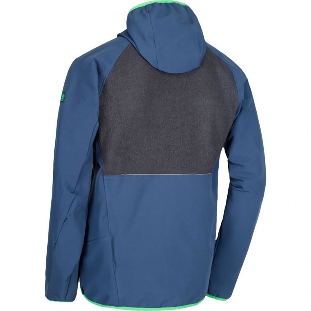 Mens hooded jacket made of Isoflex active stretch fabric. Wool mix panels to the body. Wind resistant. Grown on hood. 2 zipped lower pockets. Stretch binding to hood opening, cuffs, and hem. Ideal for wearing outdoors on a cold day. 5% Elastane, 95% Polyester.